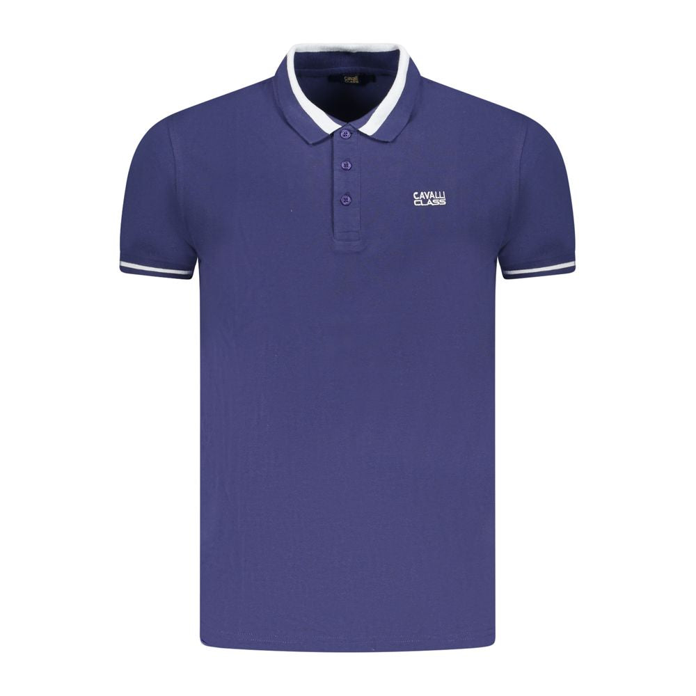 Cavalli Class Blue Cotton Men Polo Shirt LUNESCAPE