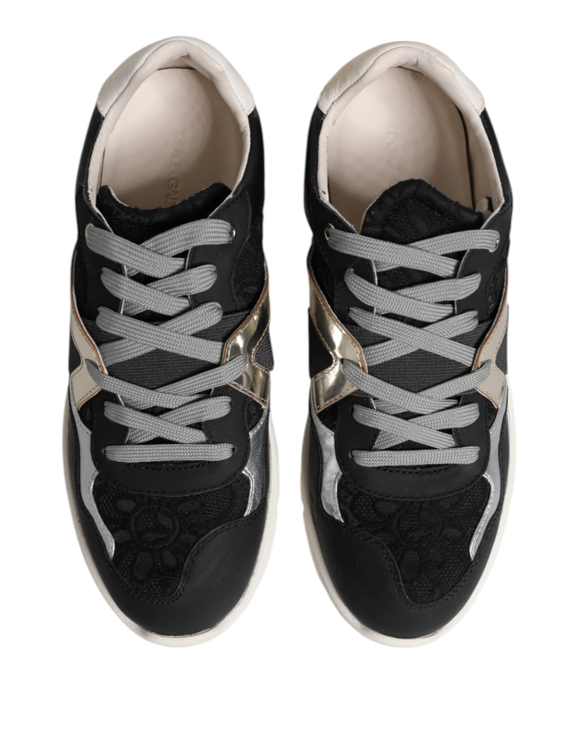 Dolce & Gabbana Multicolor Leather Suede Low Top Sneaker Shoes