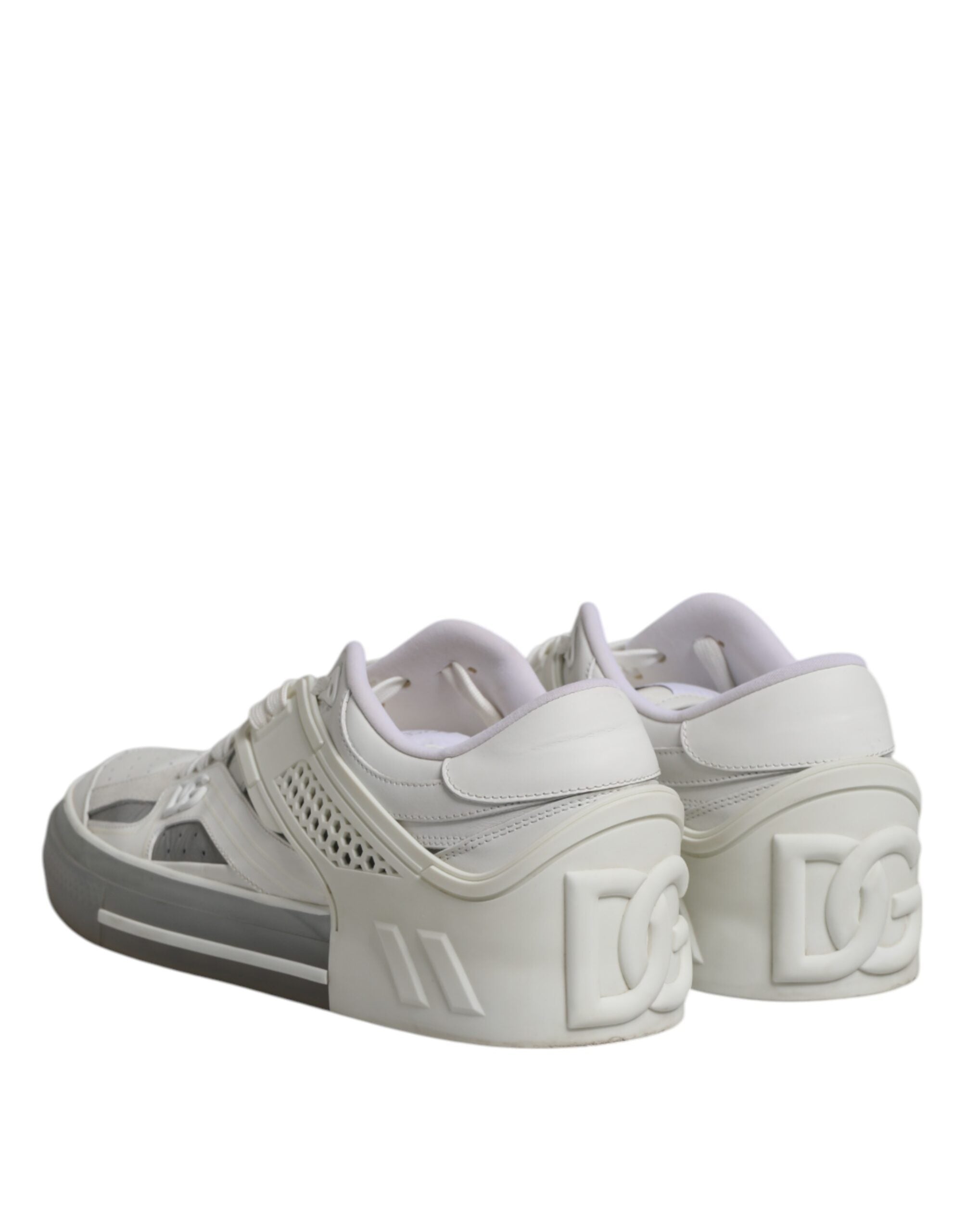 Dolce & Gabbana White Low Top DG Embossed Men Sneakers Shoes