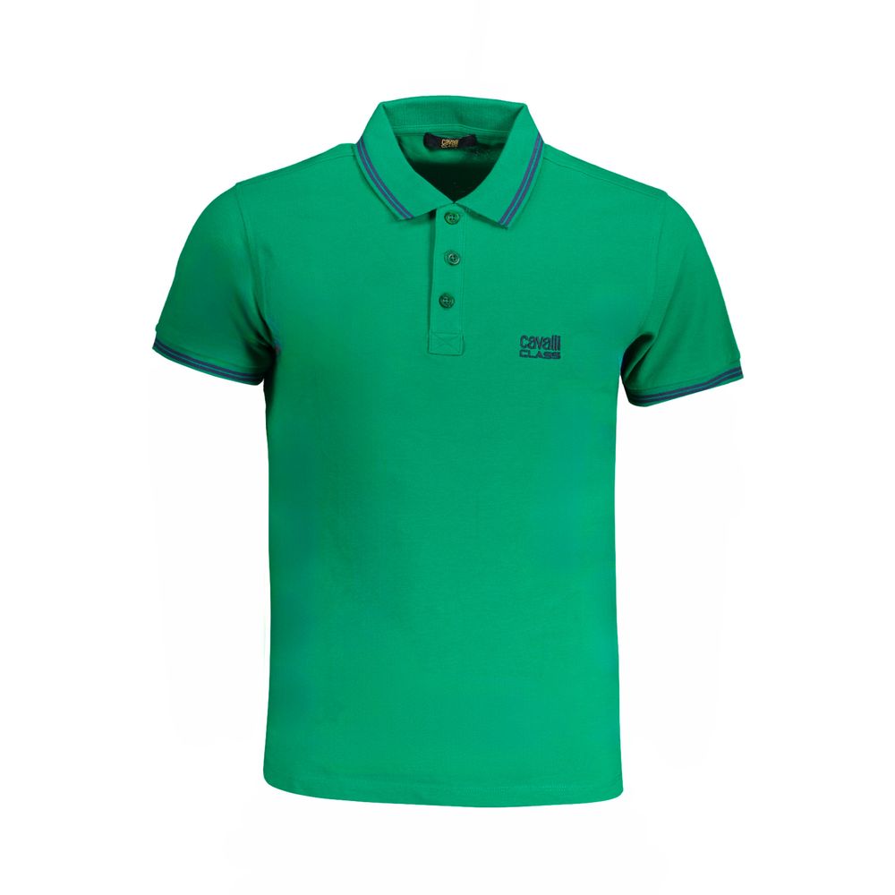 Cavalli Class Green Cotton Polo Shirt LUNESCAPE