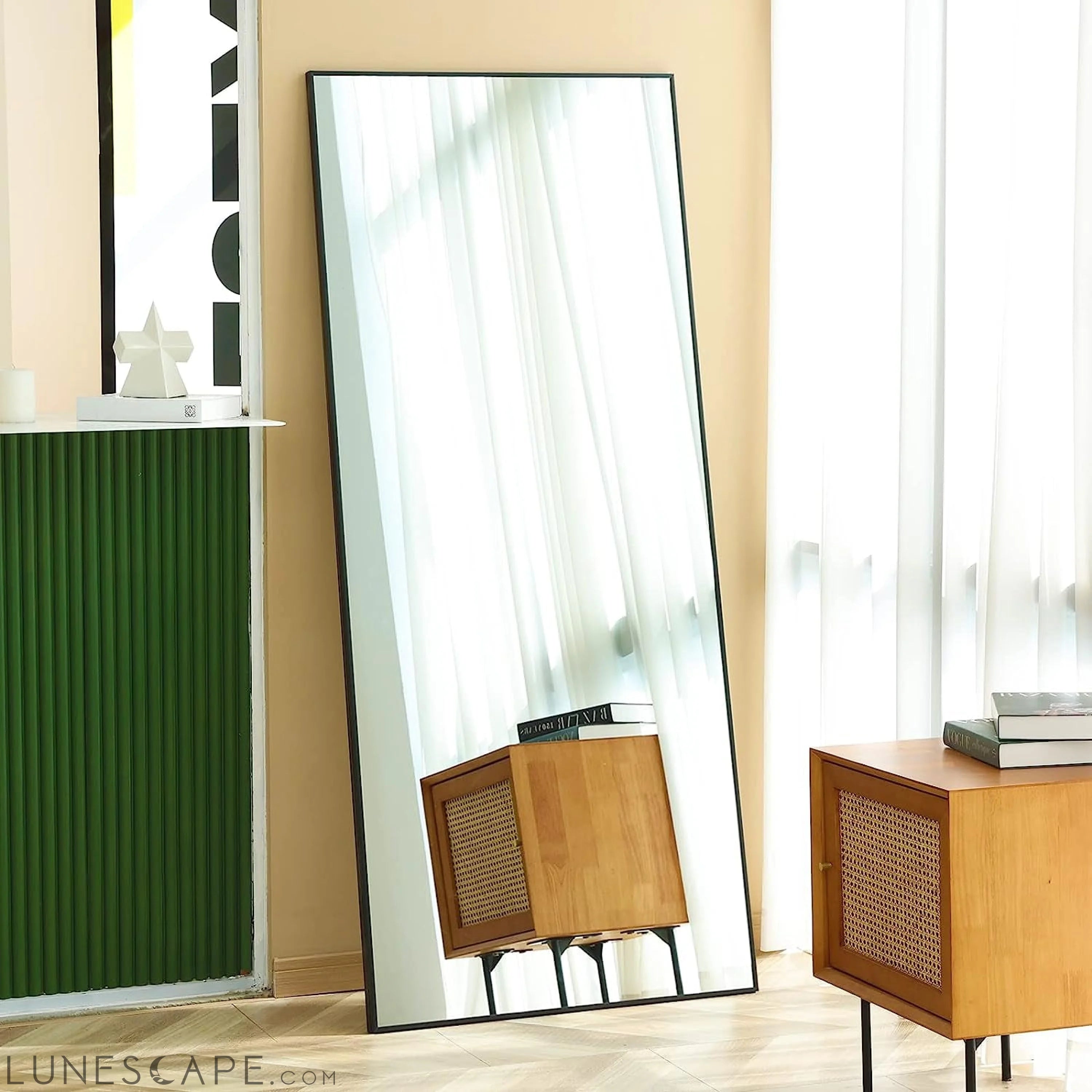 76″X34″ Black Full Length Mirror Standing Hanging or Leaning against LUNESCAPE