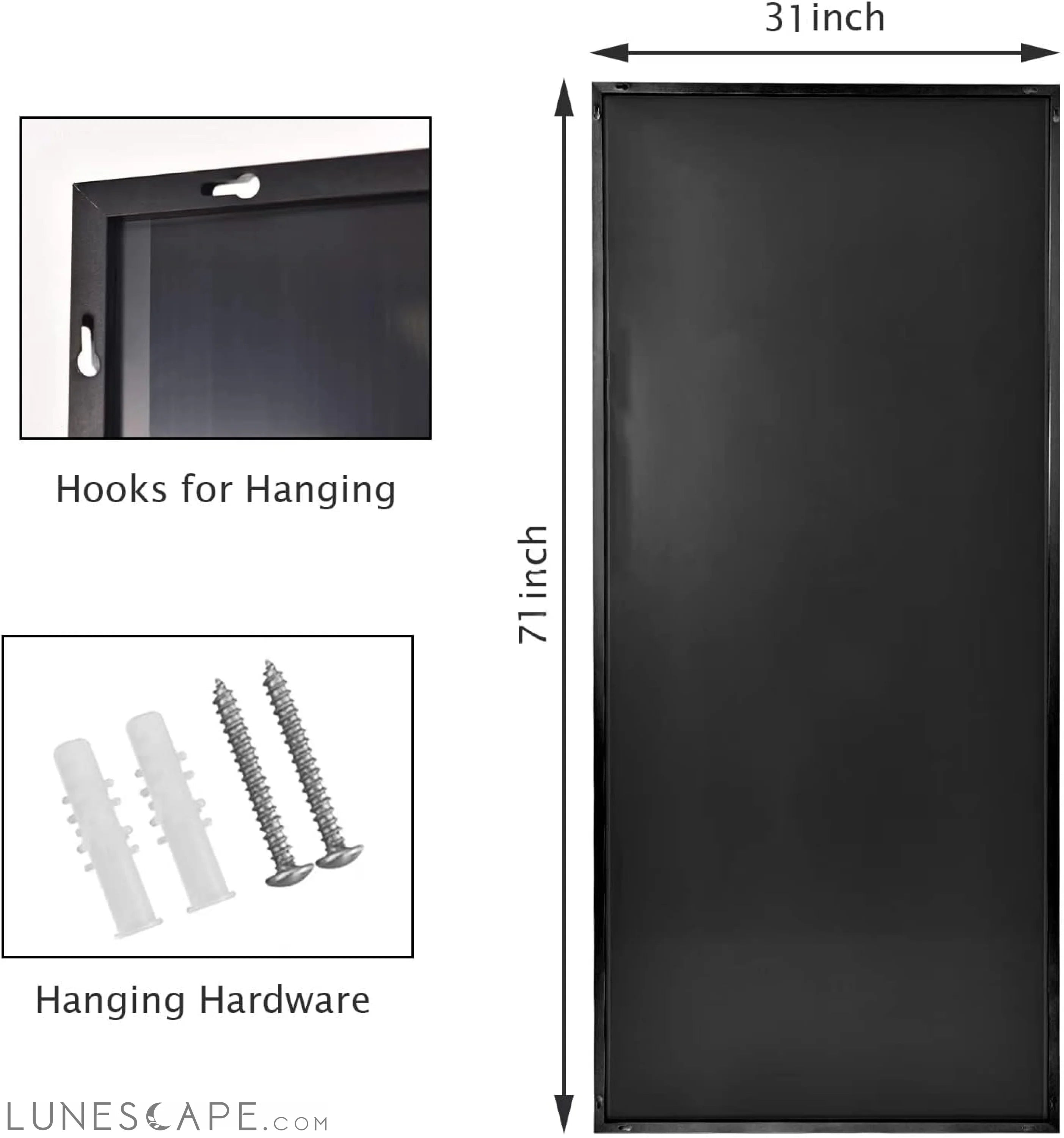 76″X34″ Black Full Length Mirror Standing Hanging or Leaning against LUNESCAPE