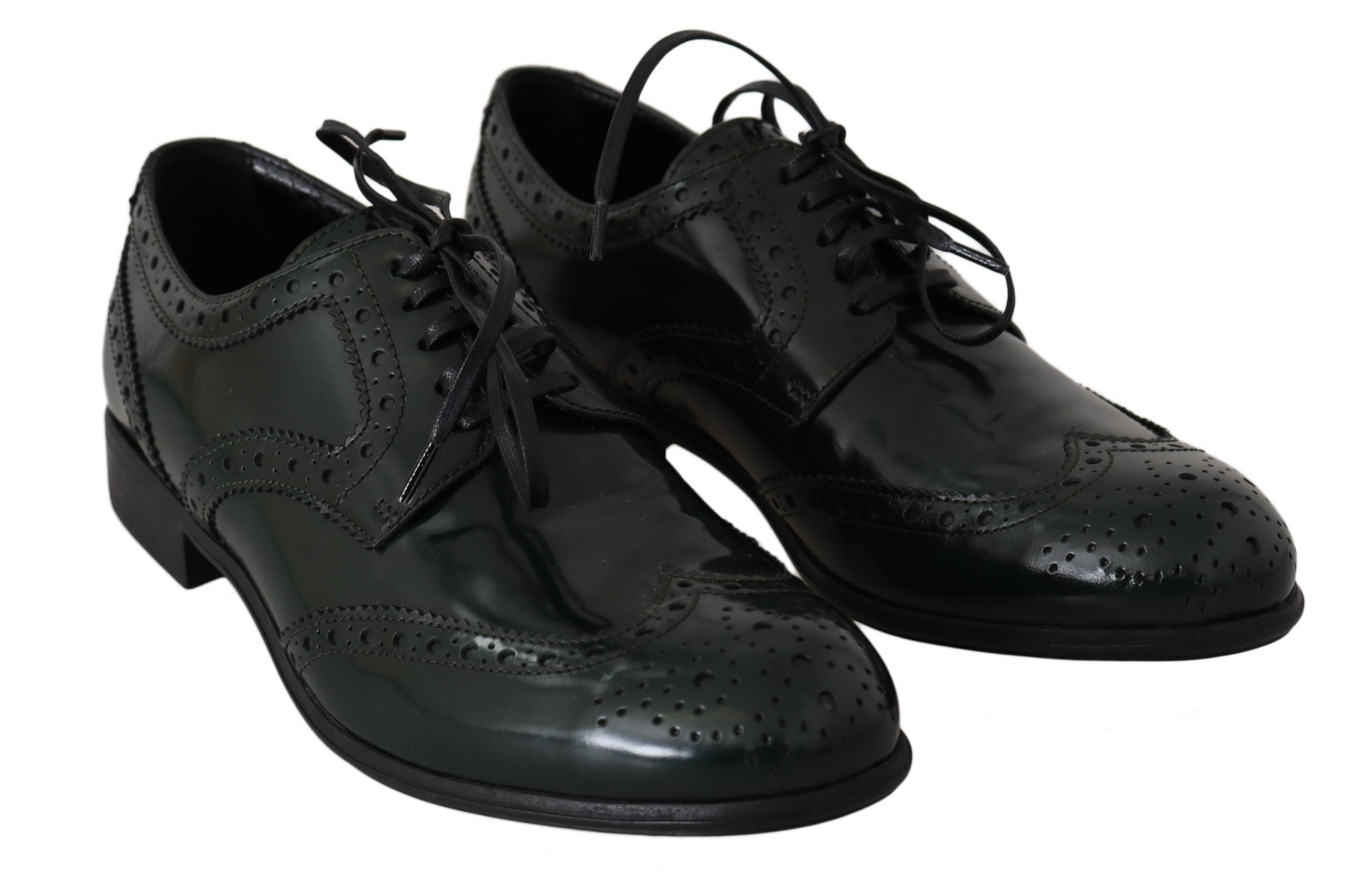 Dolce & Gabbana Green Leather Broque Oxford Wingtip Shoes LUNESCAPE