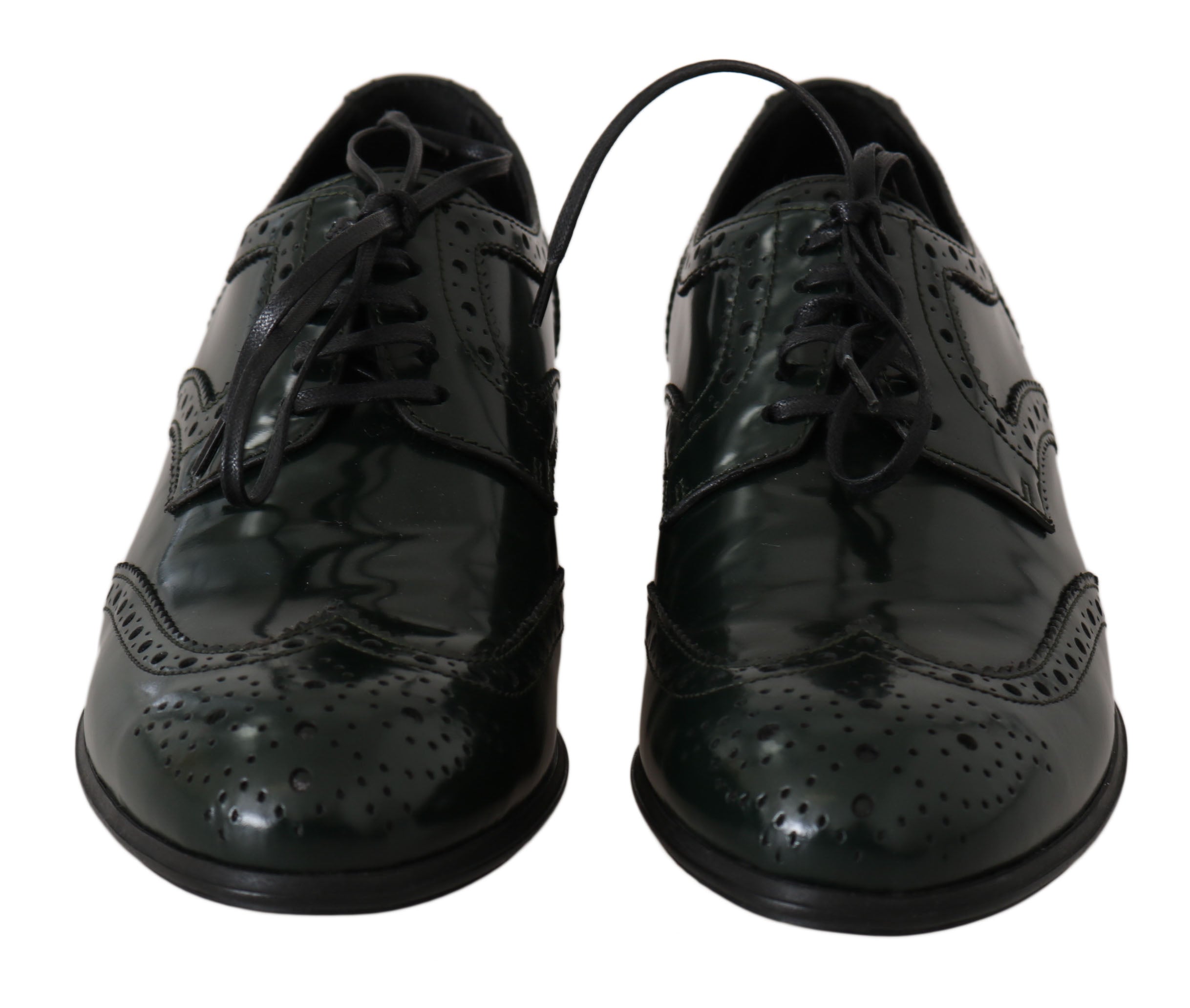 Dolce & Gabbana Green Leather Broque Oxford Wingtip Shoes LUNESCAPE