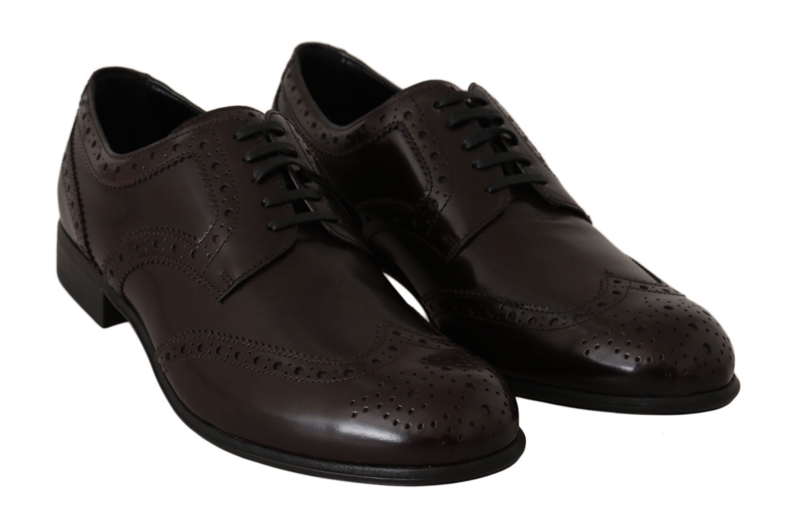 Dolce & Gabbana Brown Leather Broques Oxford Wingtip Shoes LUNESCAPE