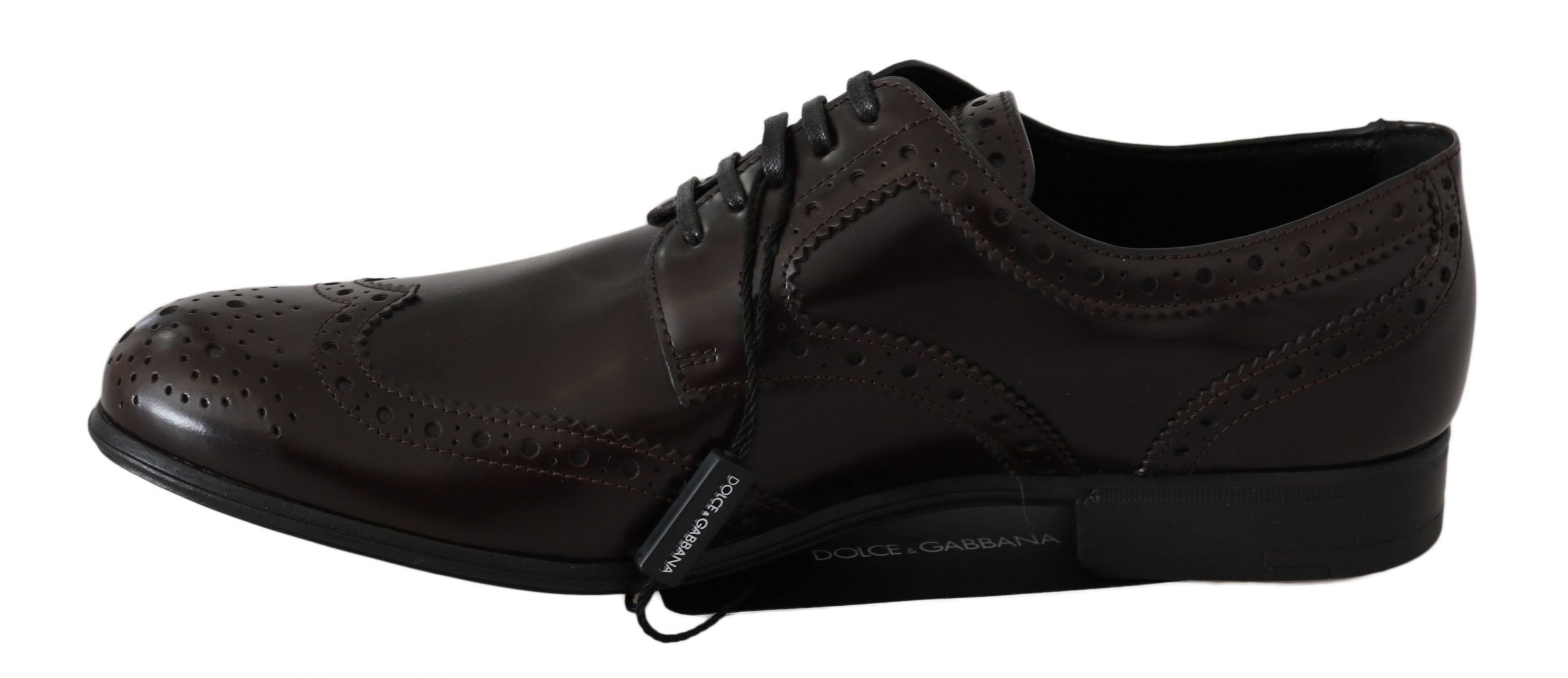 Dolce & Gabbana Brown Leather Broques Oxford Wingtip Shoes LUNESCAPE