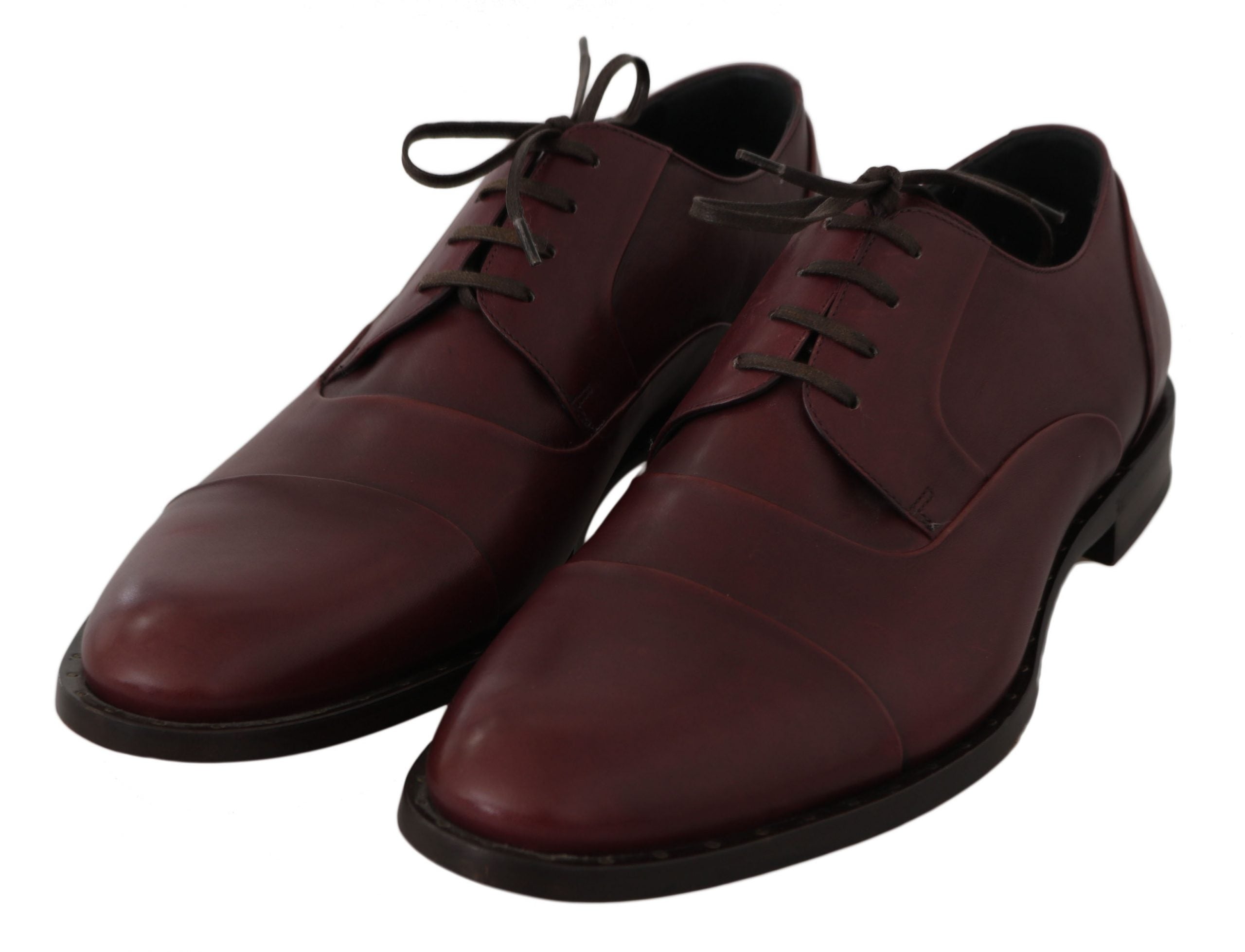 Dolce & Gabbana Red Bordeaux Leather Derby Formal Shoes LUNESCAPE