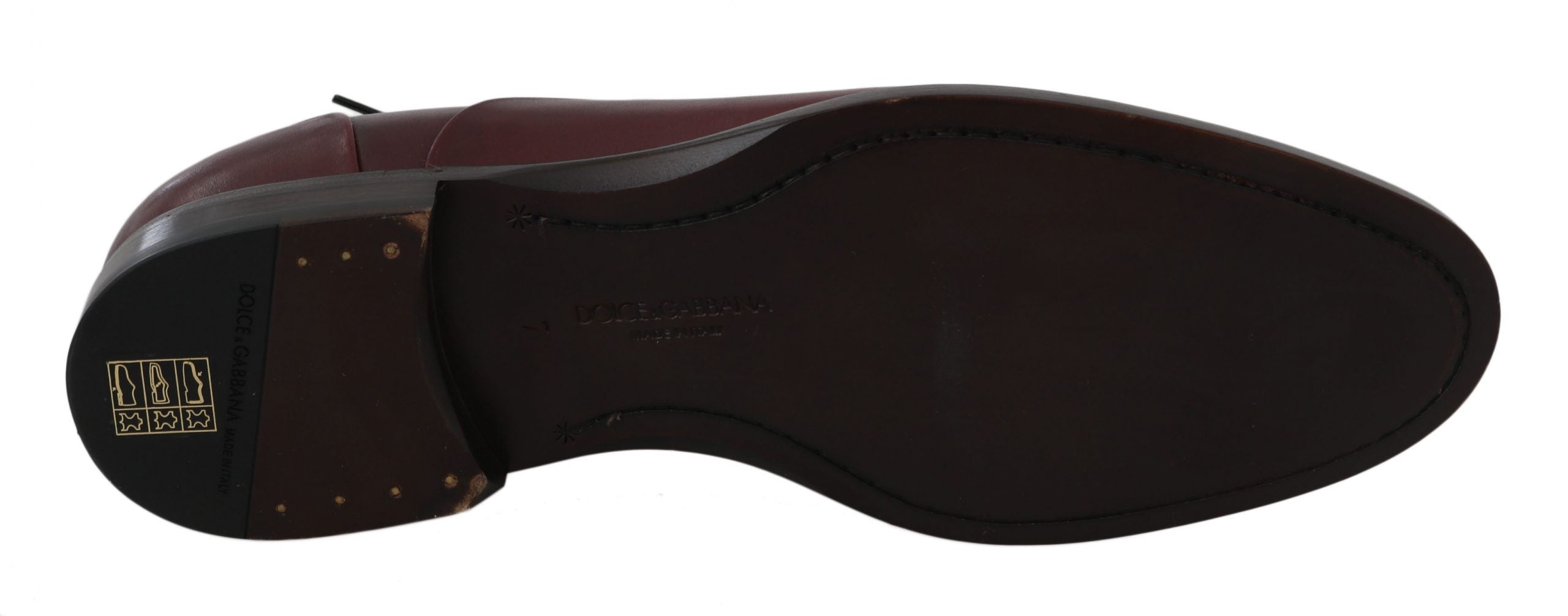 Dolce & Gabbana Red Bordeaux Leather Derby Formal Shoes LUNESCAPE