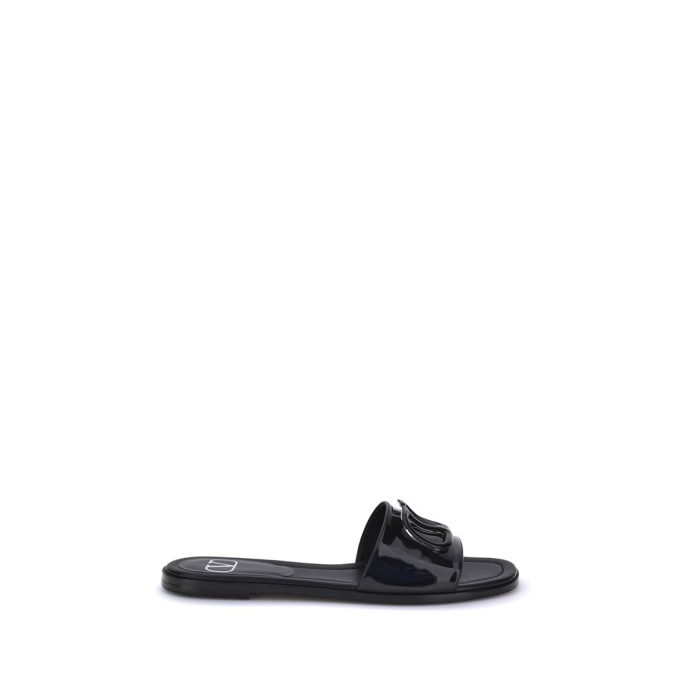 Valentino Garavani Patent leathe VLogo slide Sandals LUNESCAPE