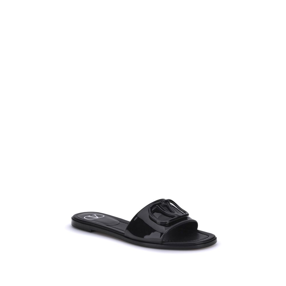 Valentino Garavani Patent leathe VLogo slide Sandals LUNESCAPE