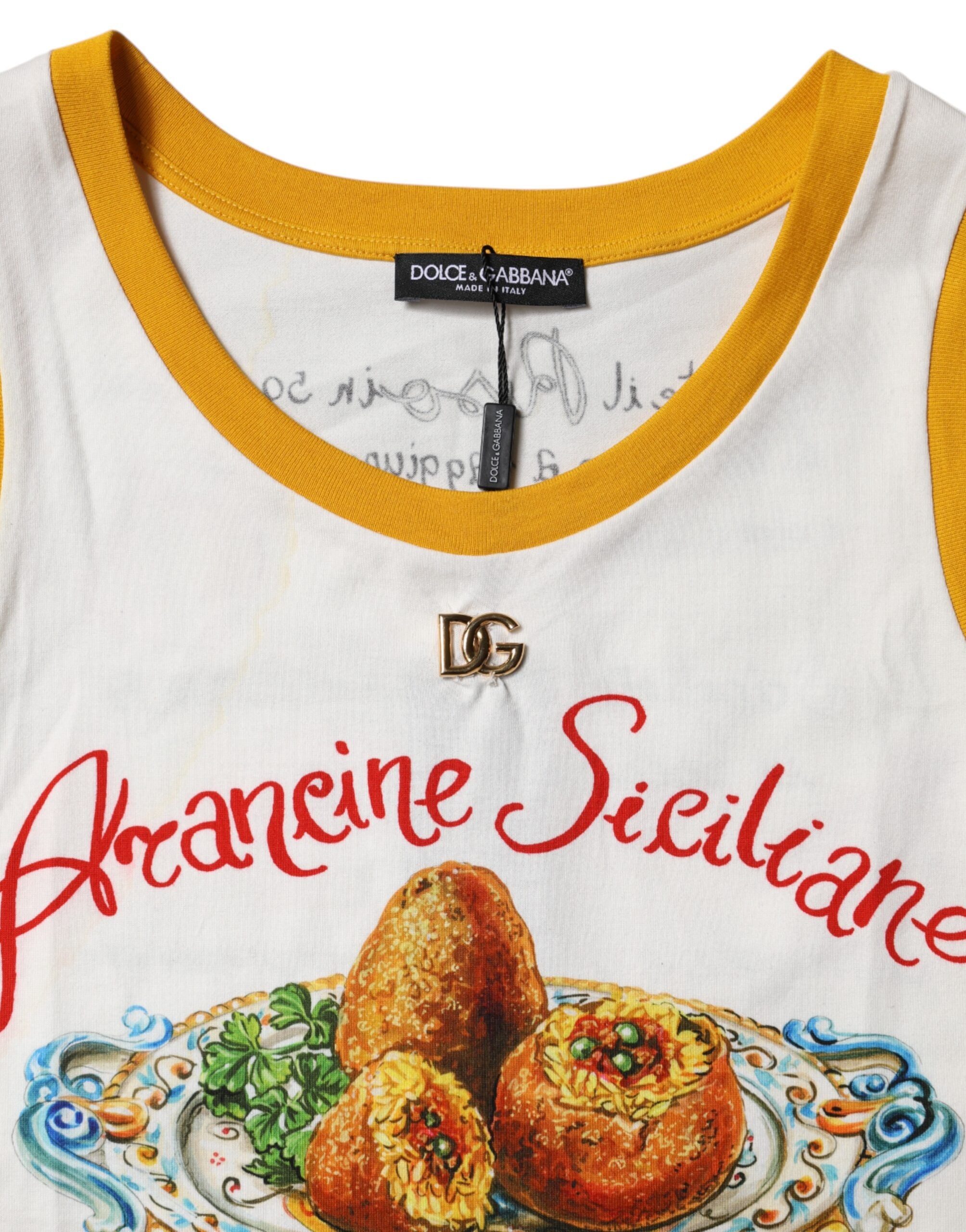 Dolce & Gabbana White Araneine Siciliane Sleeveless Tank Top