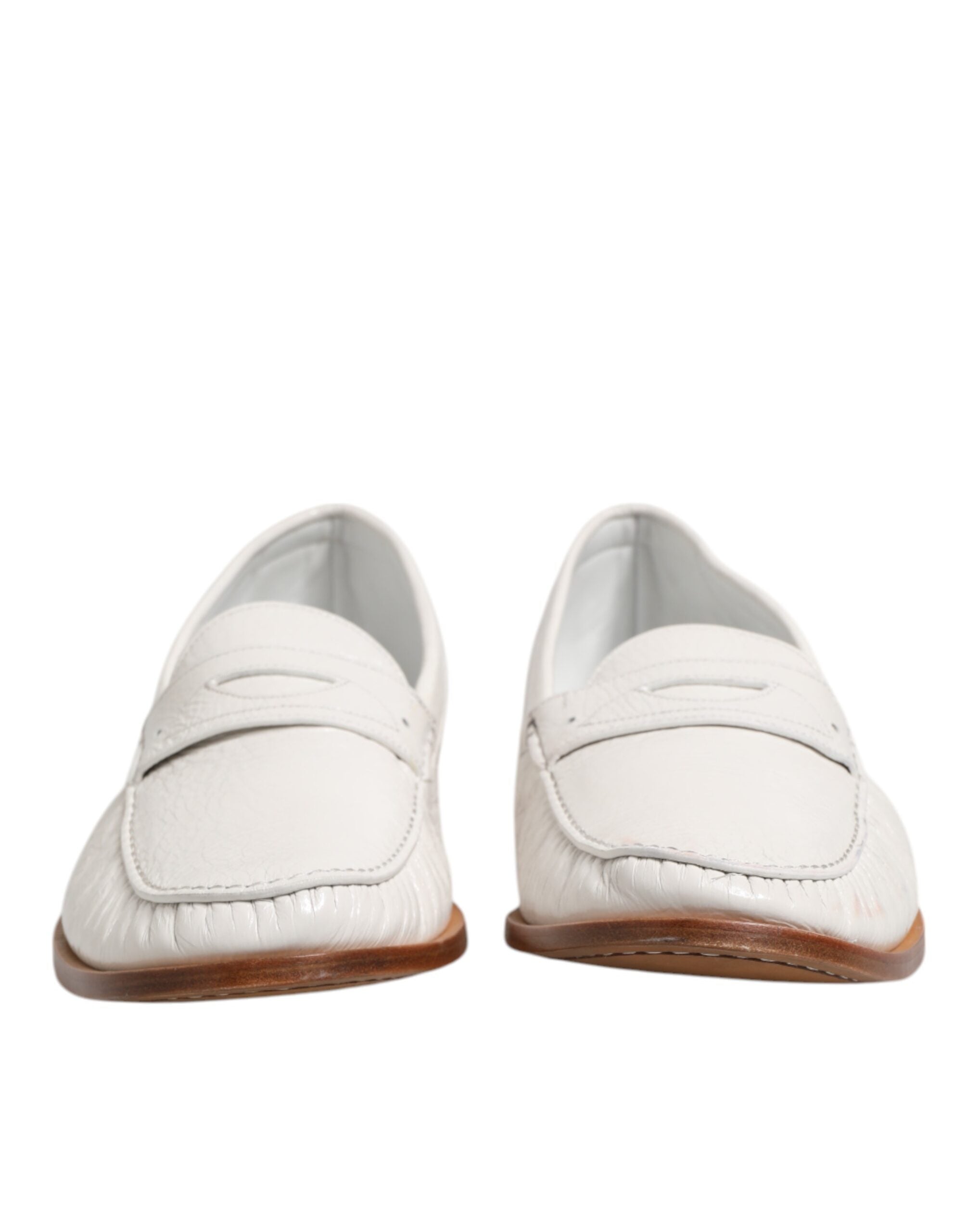 Dolce & Gabbana White Leather Moccasin