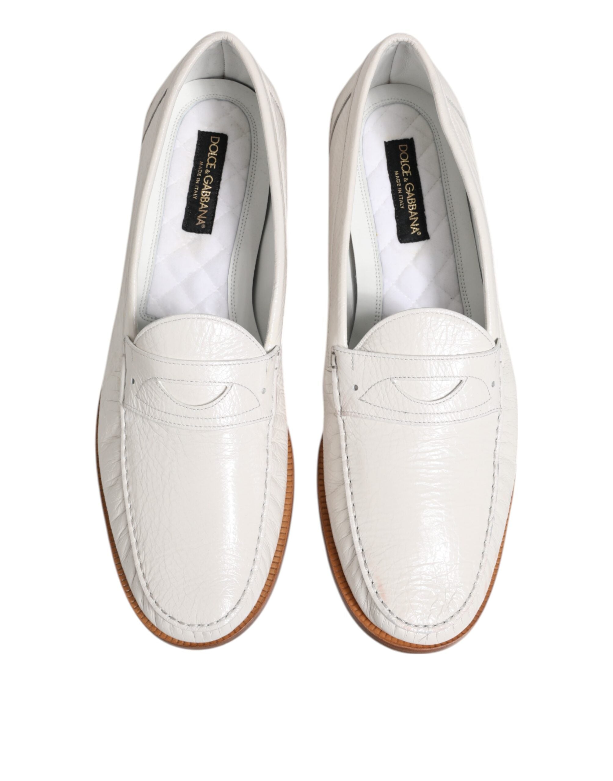 Dolce & Gabbana White Leather Moccasin