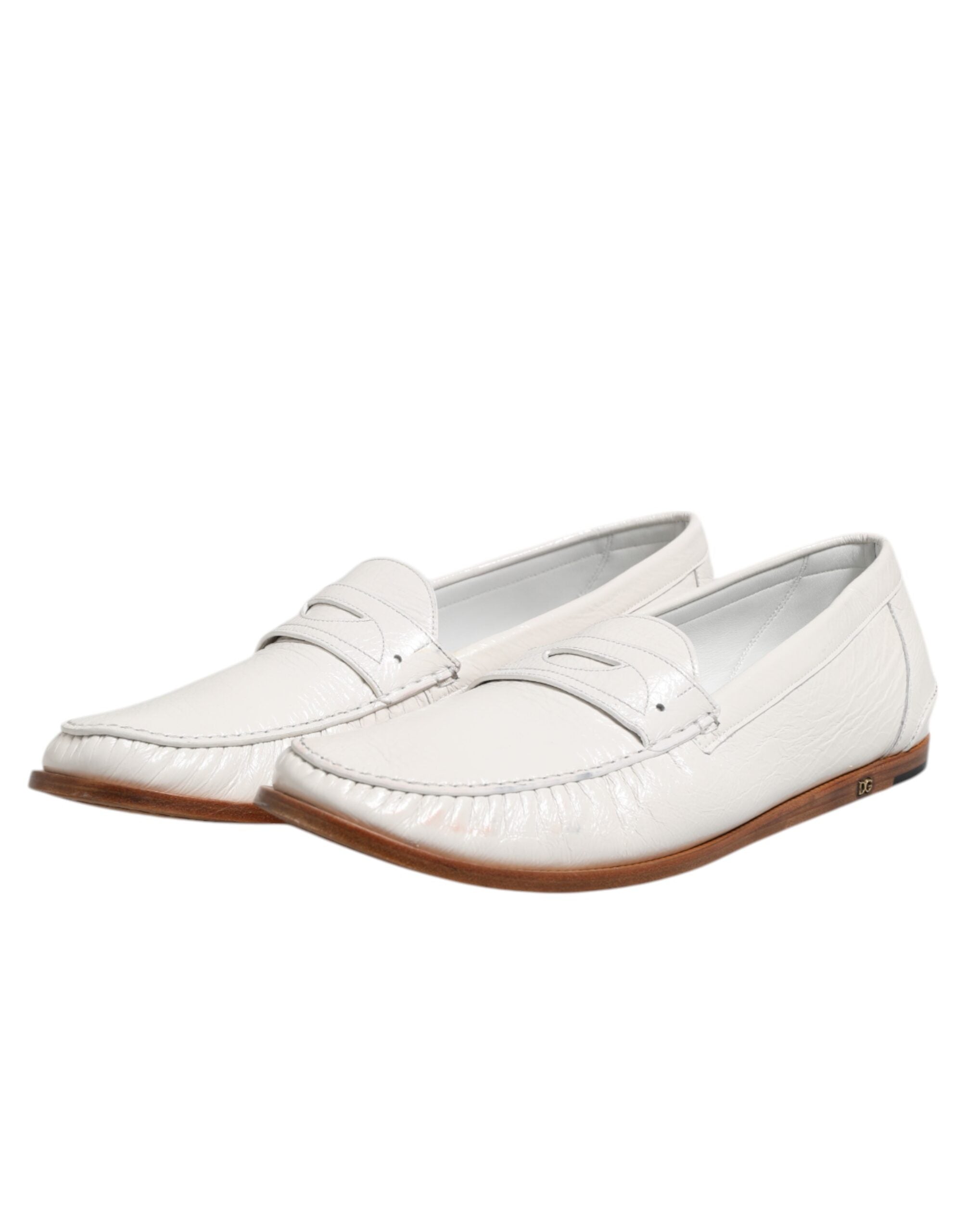 Dolce & Gabbana White Leather Moccasin