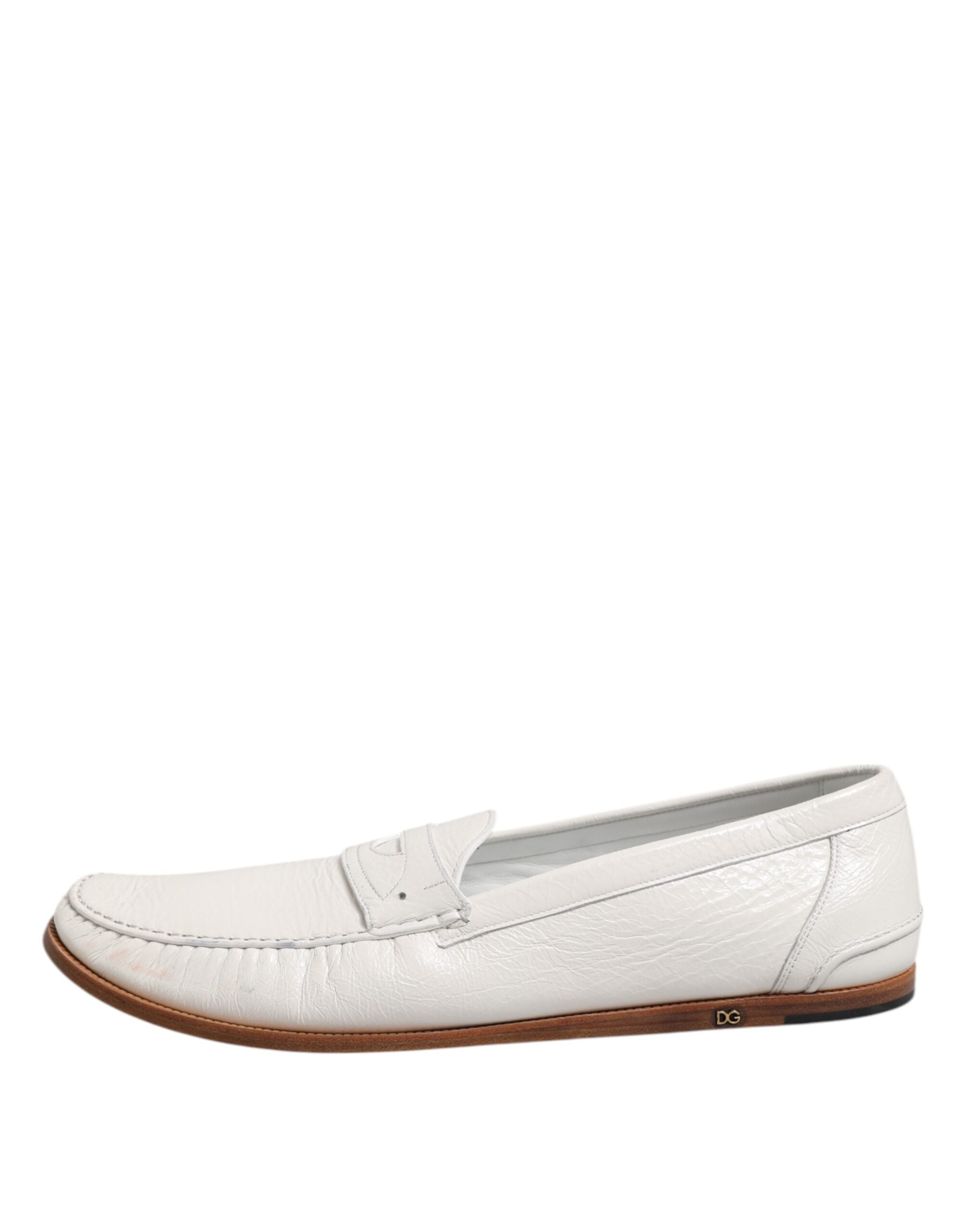 Dolce & Gabbana White Leather Moccasin