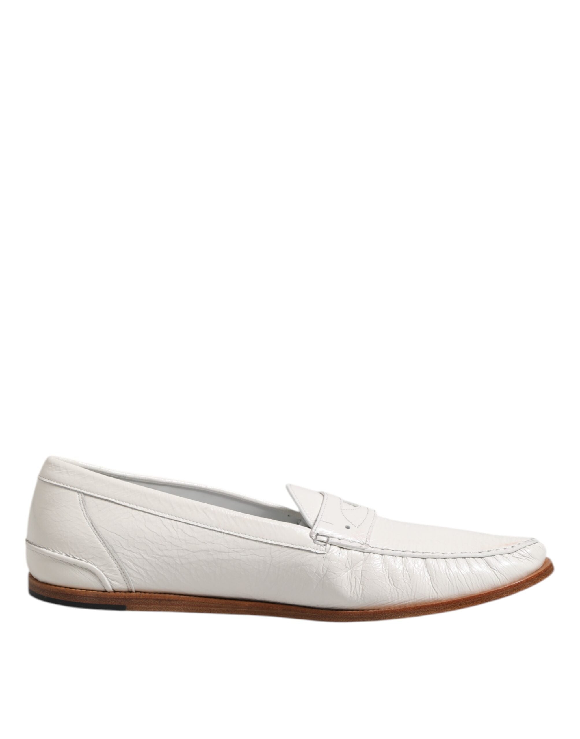 Dolce & Gabbana White Leather Moccasin