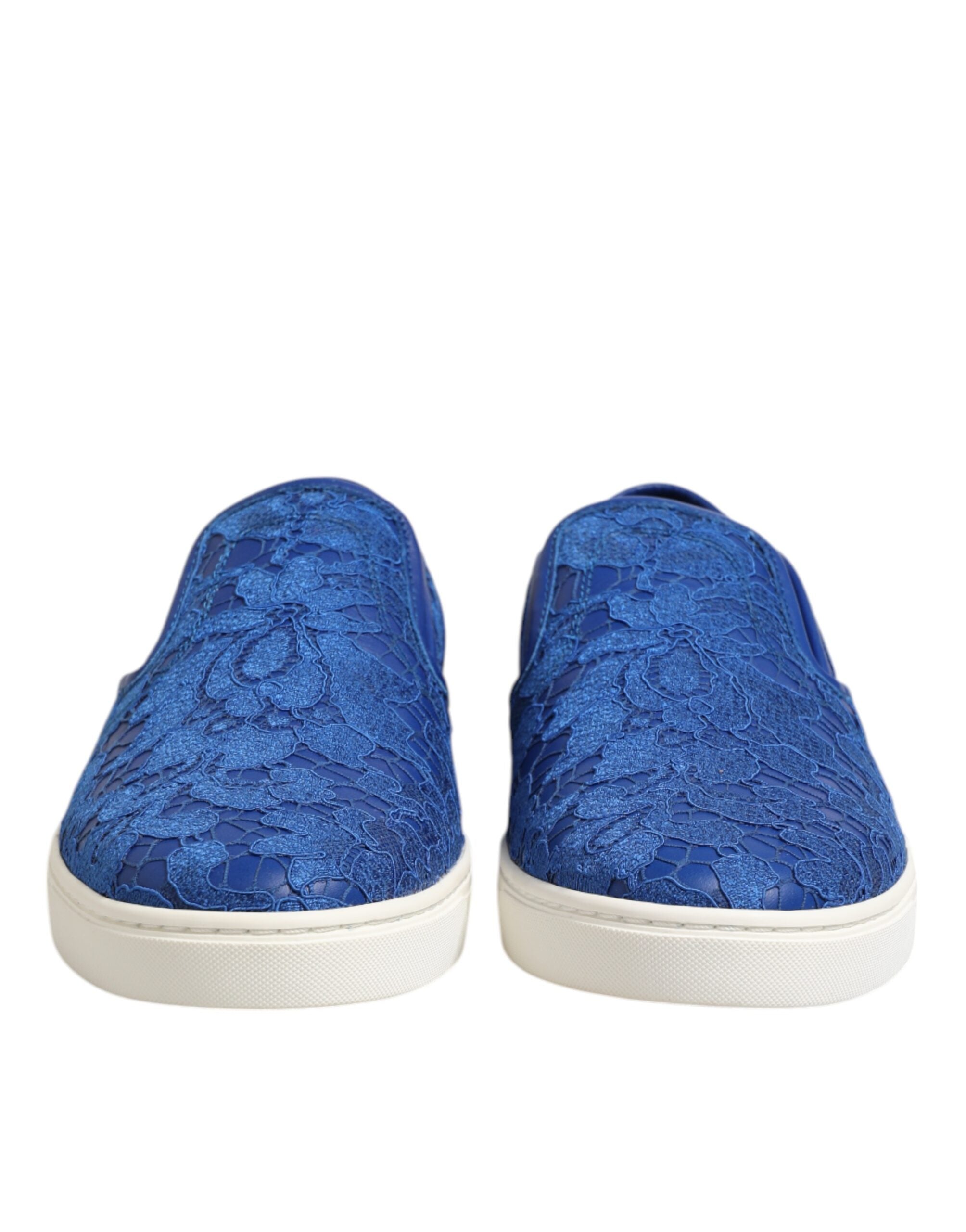 Dolce & Gabbana Blue Leather Lace Slip-on Sneaker