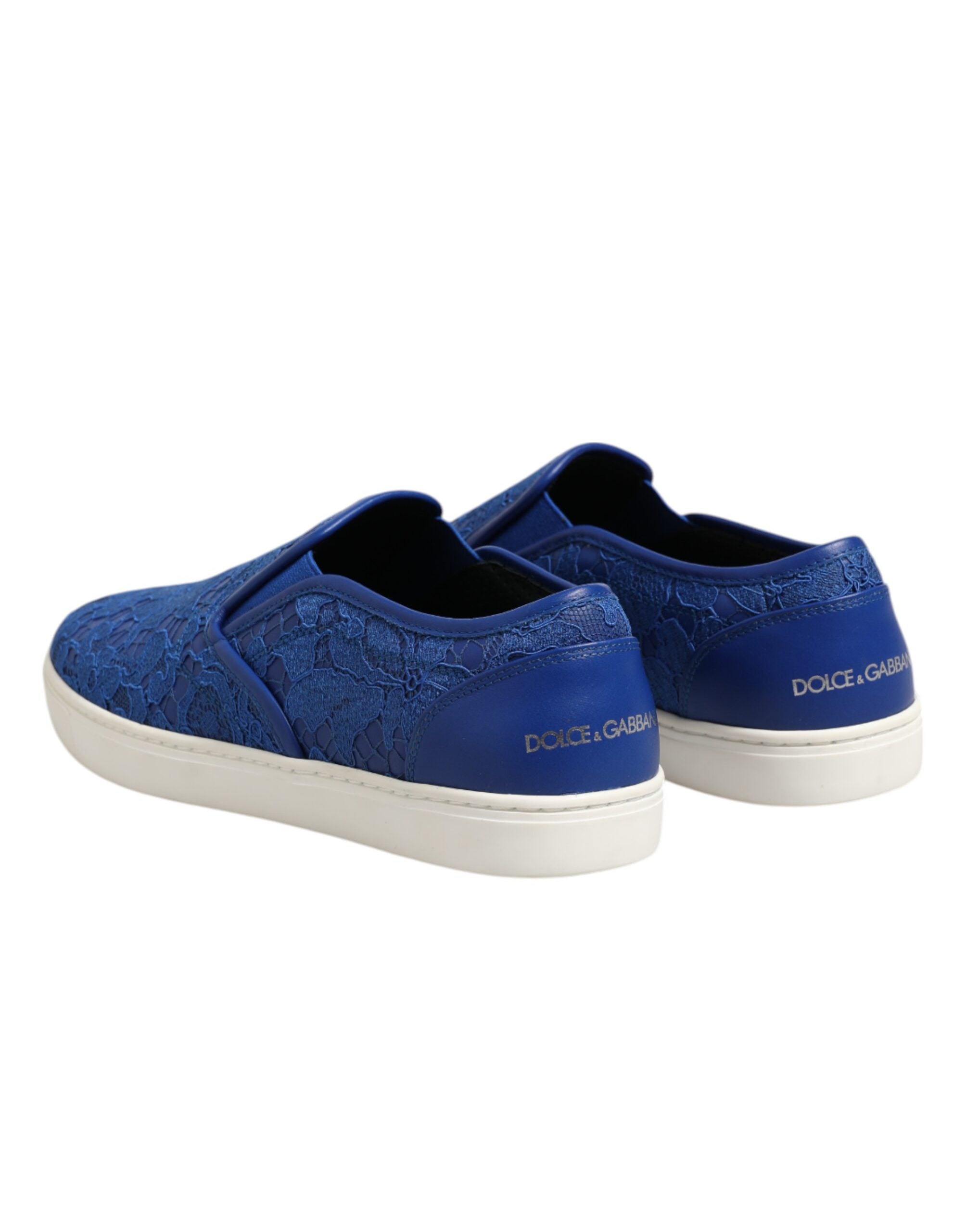 Dolce & Gabbana Blue Leather Lace Slip-on Sneaker