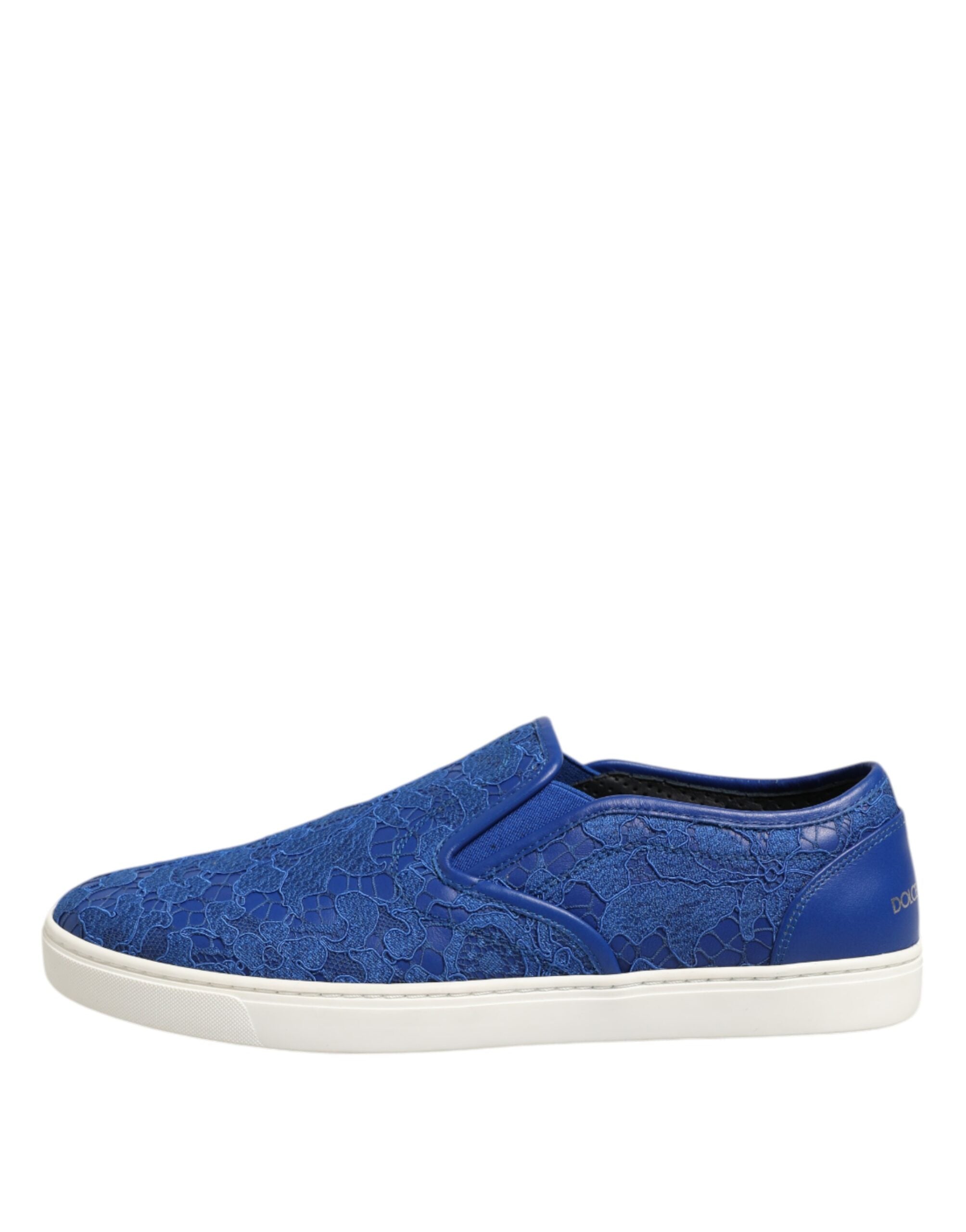 Dolce & Gabbana Blue Leather Lace Slip-on Sneaker