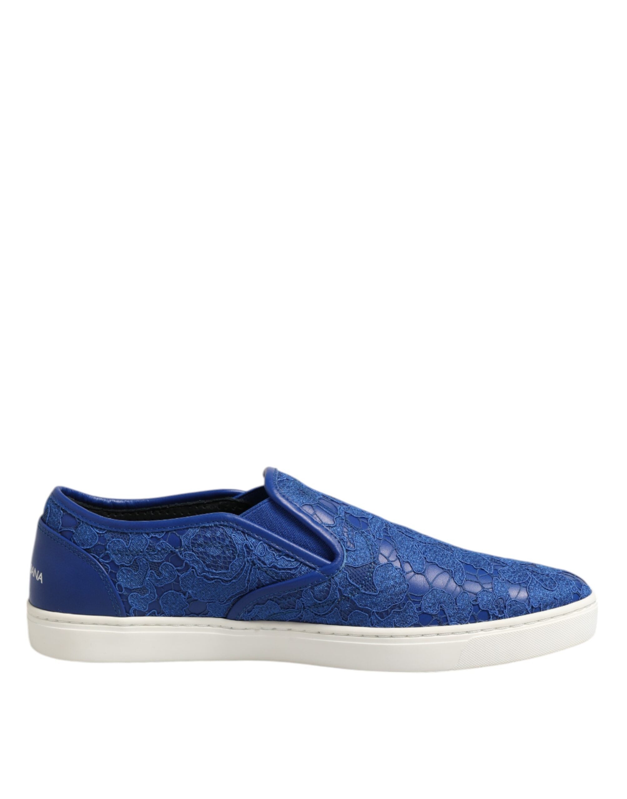 Dolce & Gabbana Blue Leather Lace Slip-on Sneaker