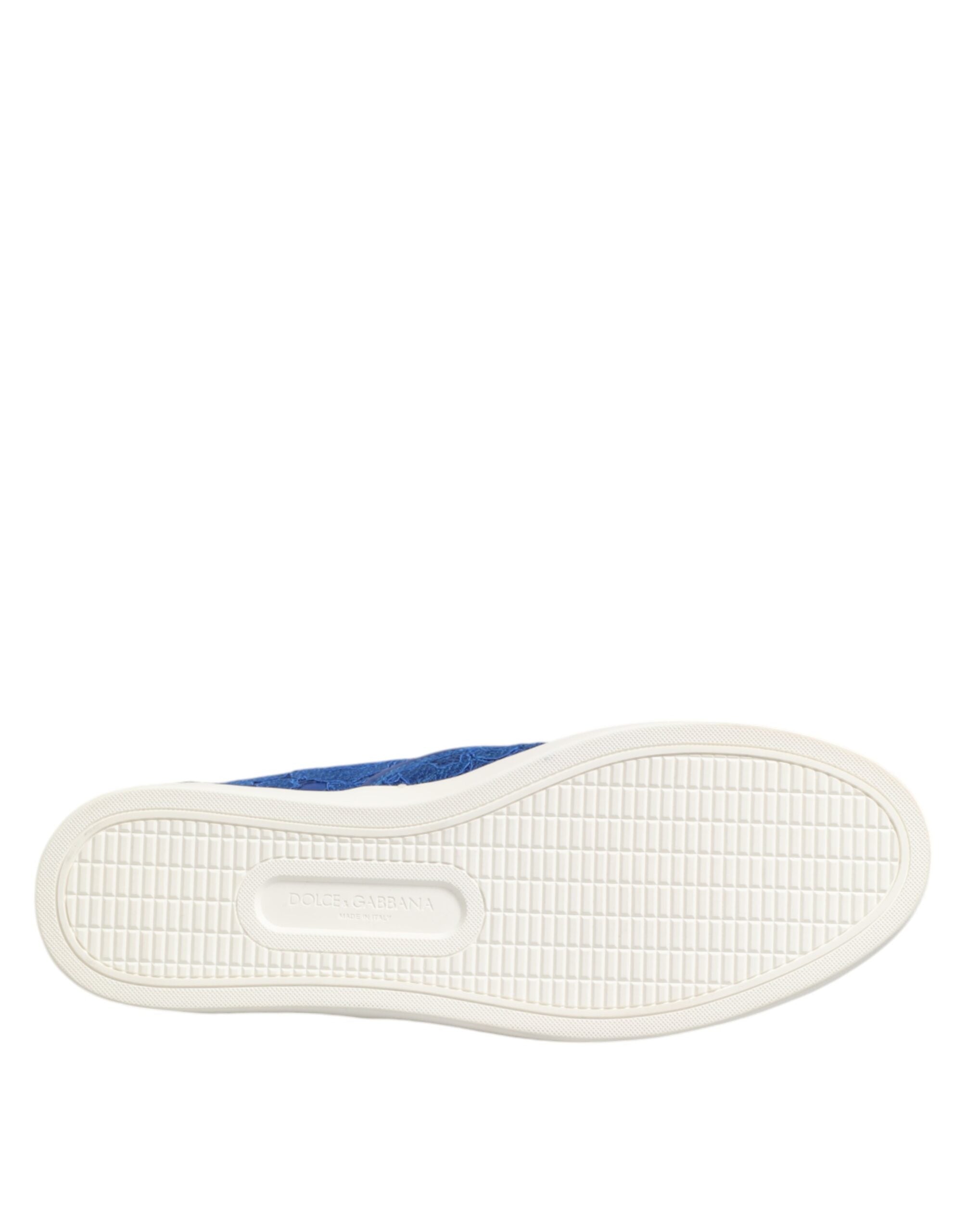 Dolce & Gabbana Blue Leather Lace Slip-on Sneaker