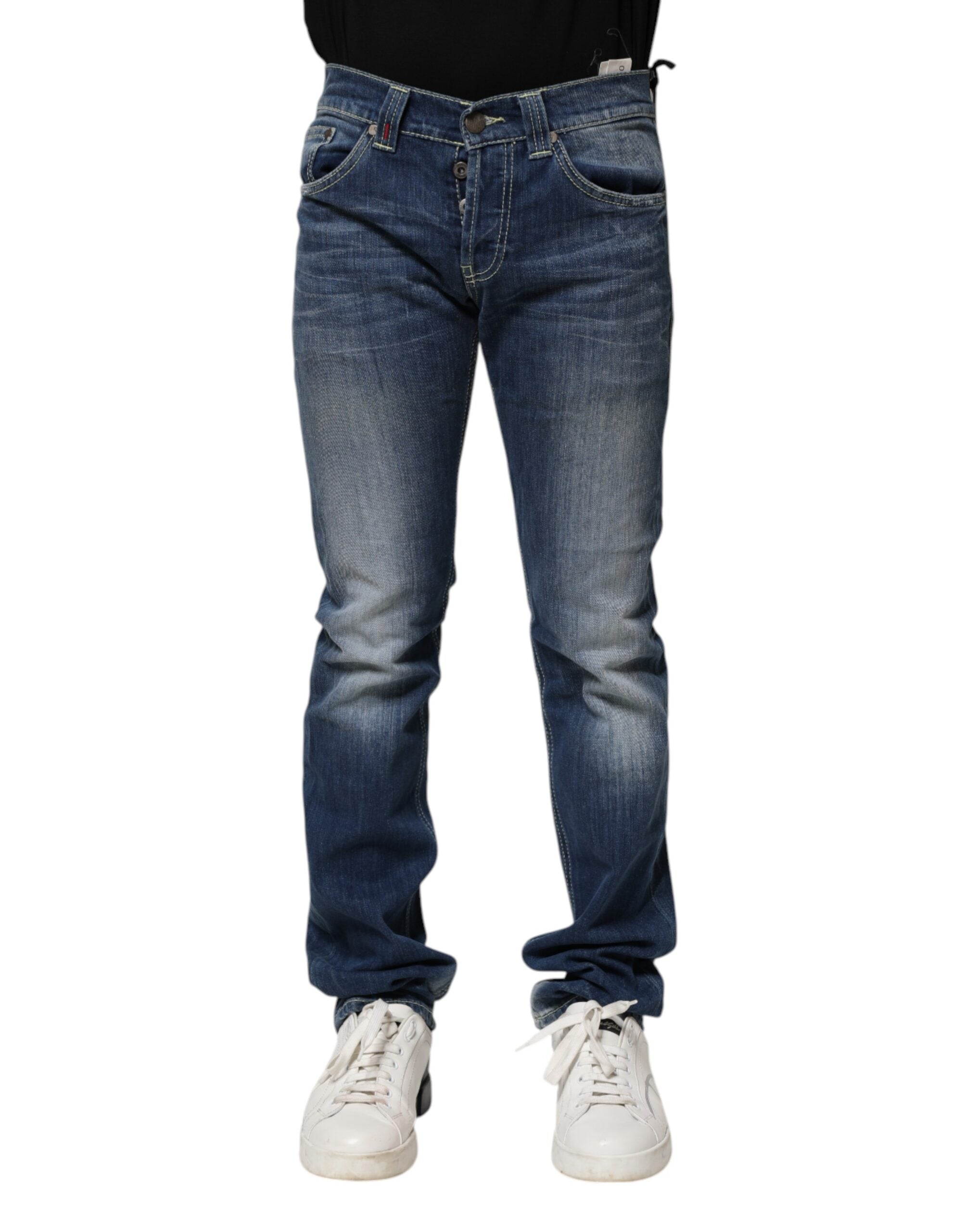 Dondup Blue Washed Skinny Fit Casual Men Denim Jeans LUNESCAPE