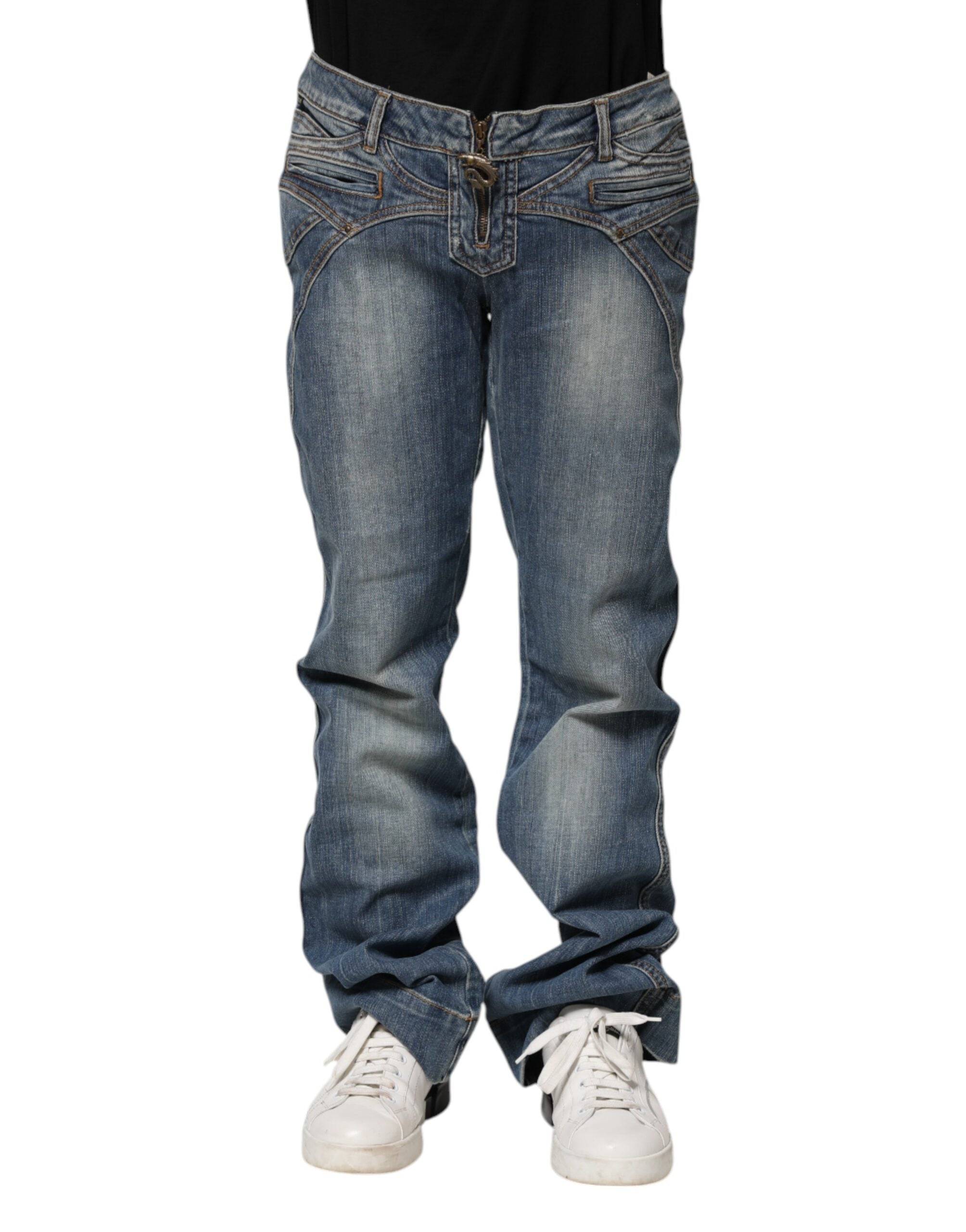 Just Cavalli Blue Washed Straight Fit Men Denim Jeans LUNESCAPE