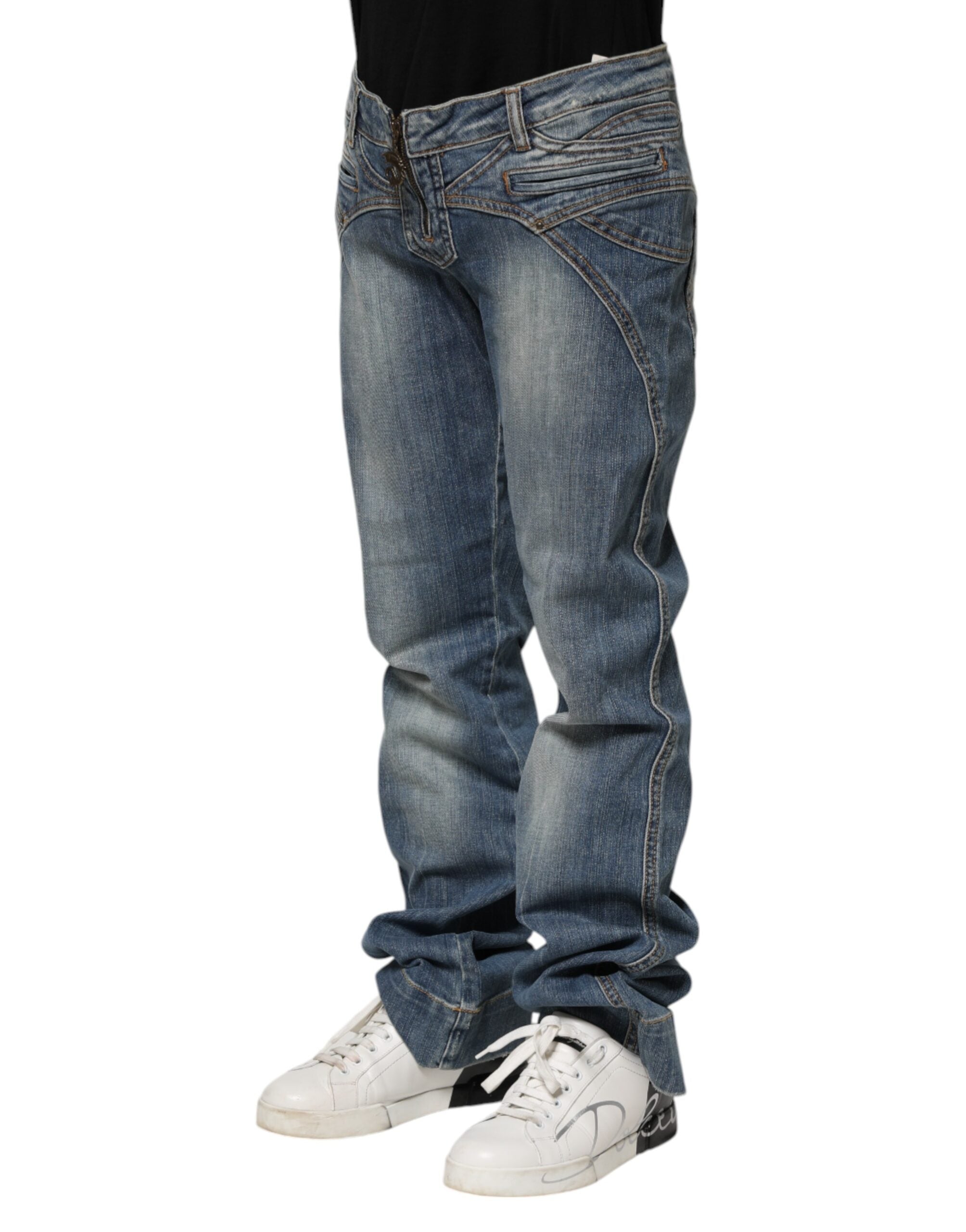 Just Cavalli Blue Washed Straight Fit Men Denim Jeans LUNESCAPE