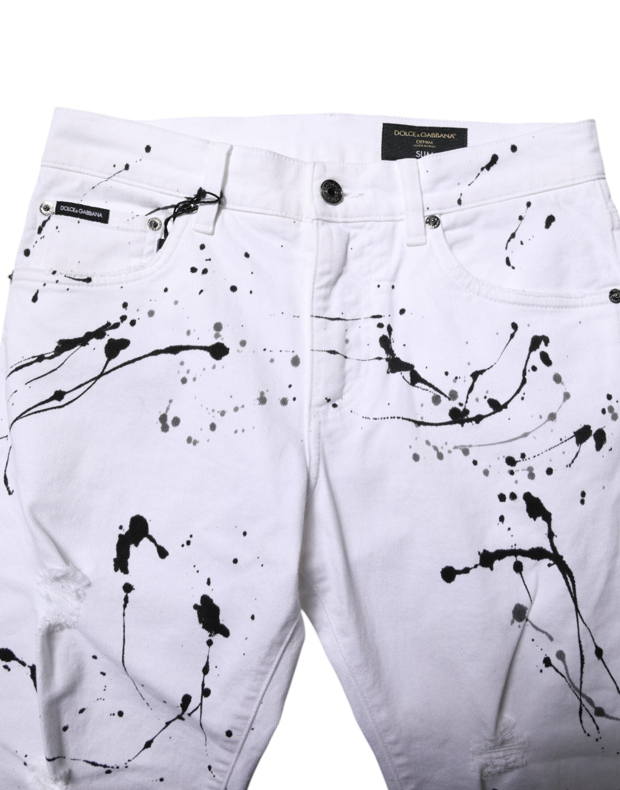 Dolce & Gabbana White ColorSplash Skinny Denim Jeans