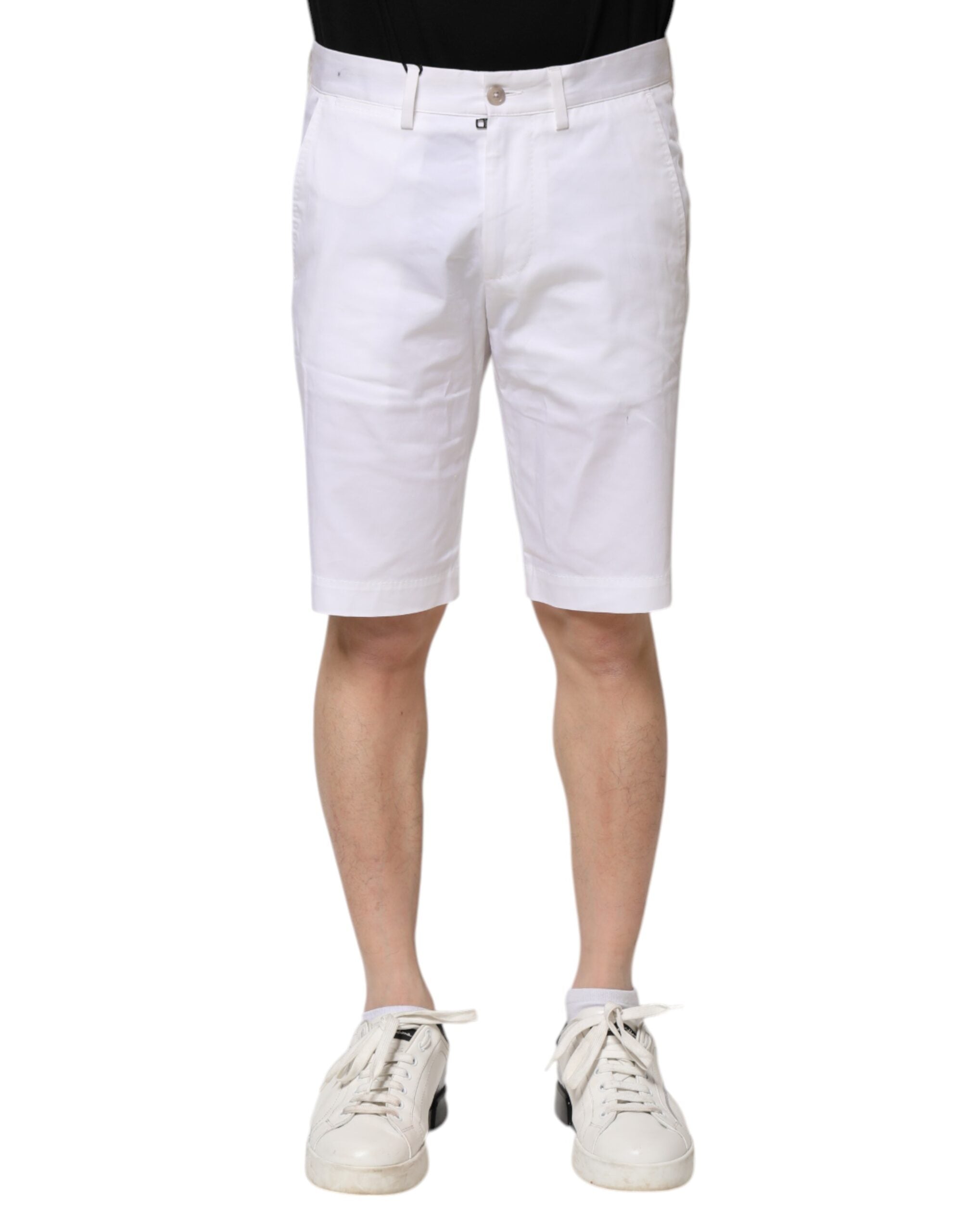 Dolce & Gabbana White Cotton Stretch Men Denim Bermuda Shorts LUNESCAPE