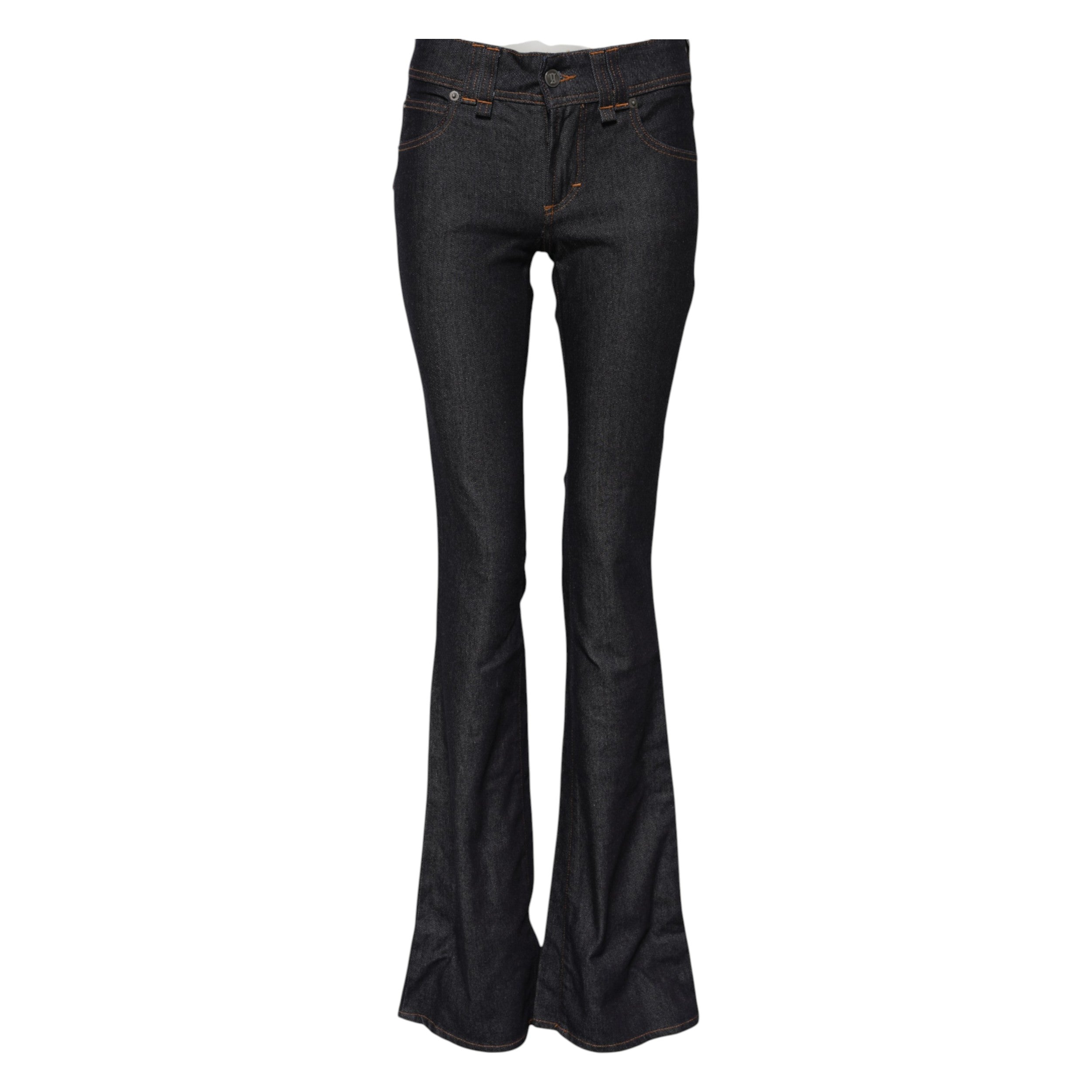 John Galliano Blue Mid Waist Flared Denim Jeans