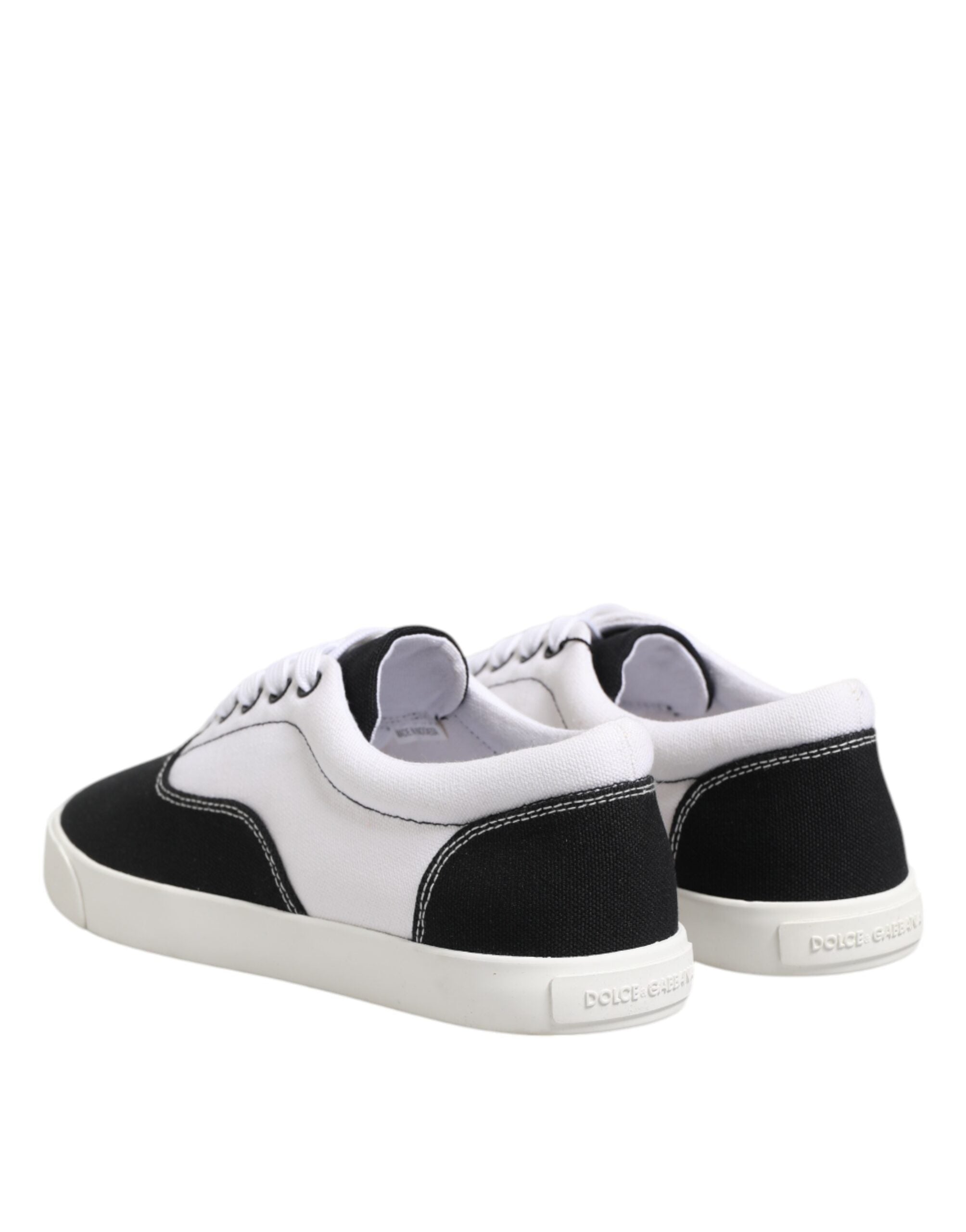 Dolce & Gabbana Black Cotton Canvas Lace Up Men Sneakers Shoes