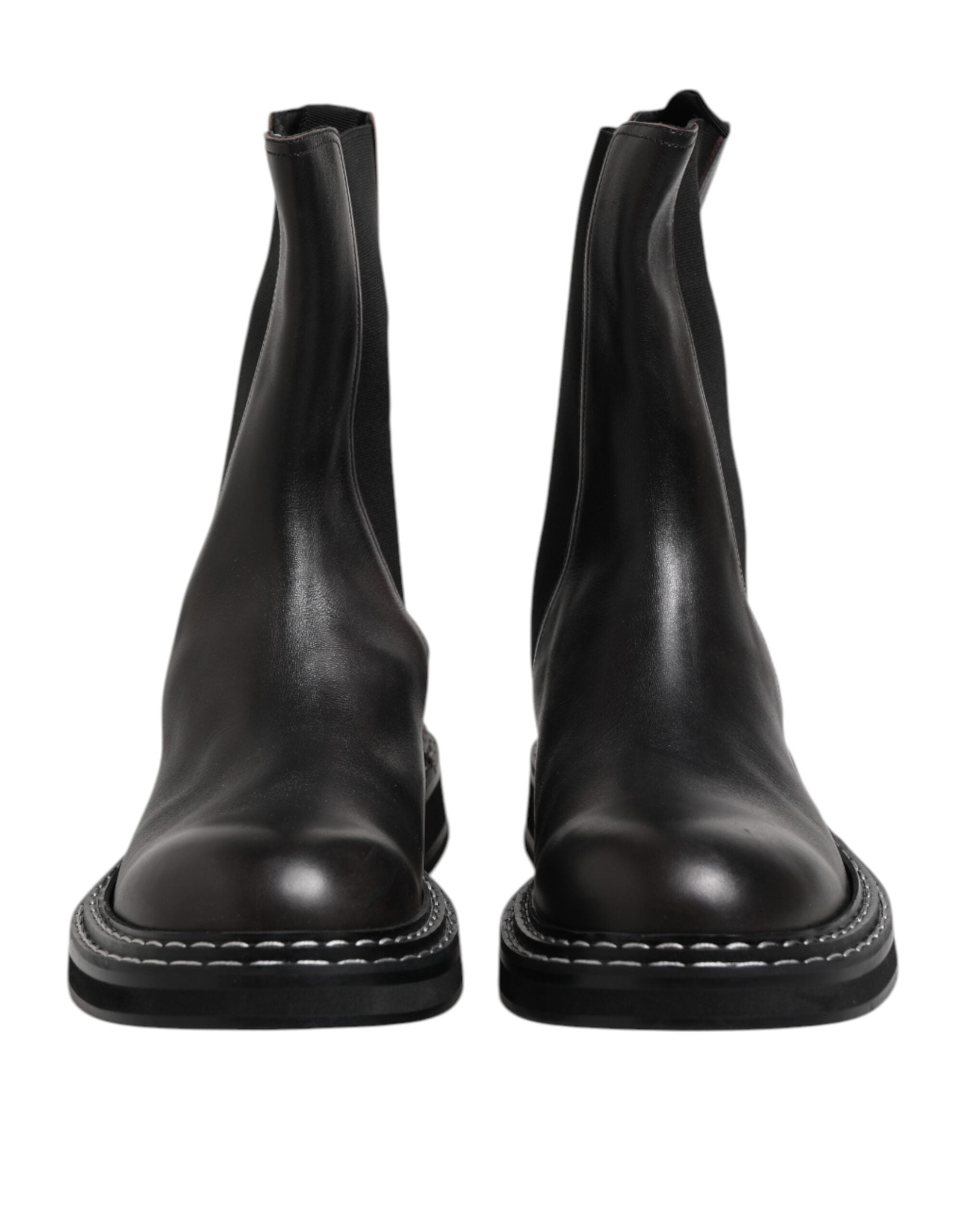 Dolce & Gabbana Black Leather Mid Calf Chelsea Boot