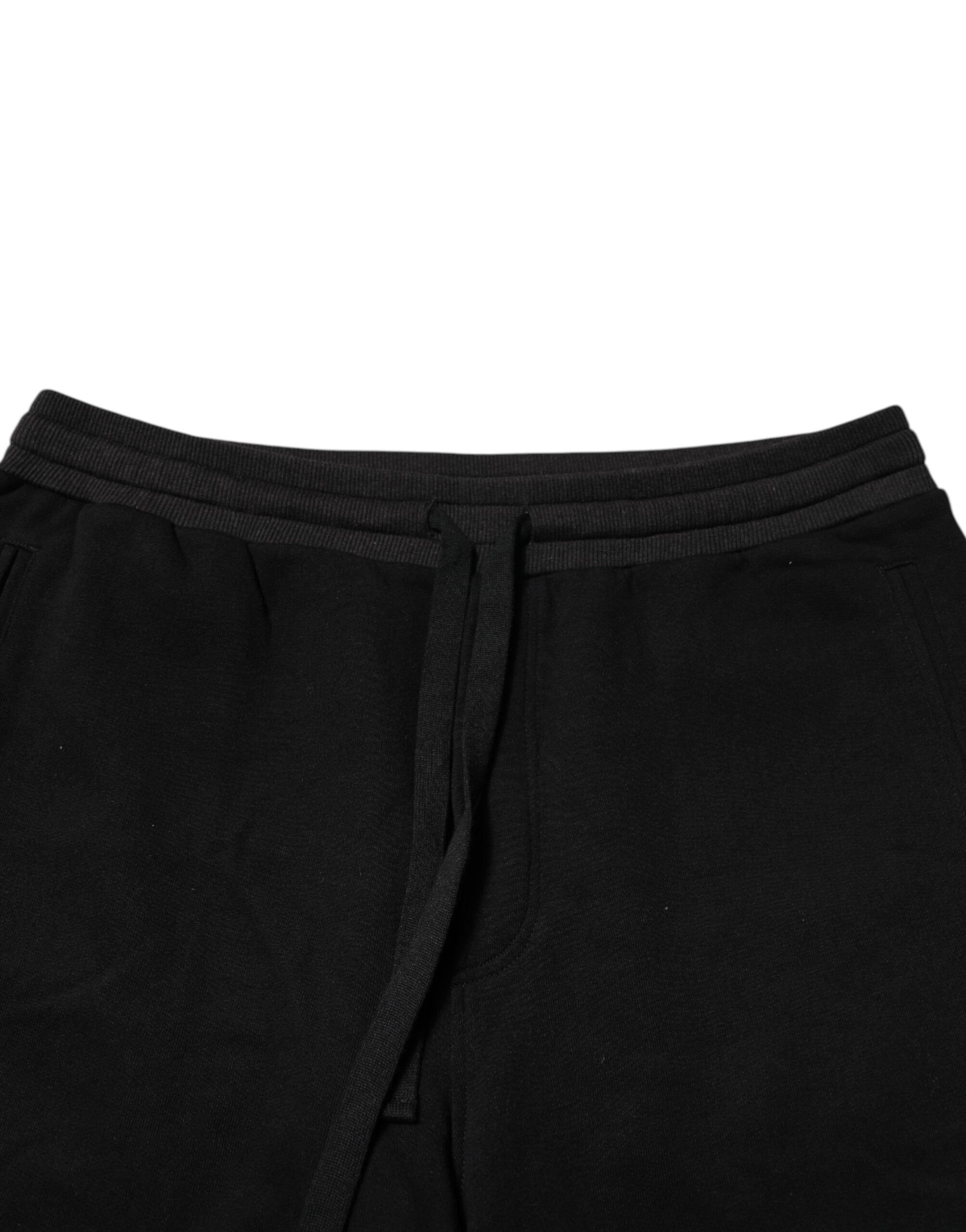 Dolce & Gabbana Black Cotton Crown Jogger Sweatpants Pants