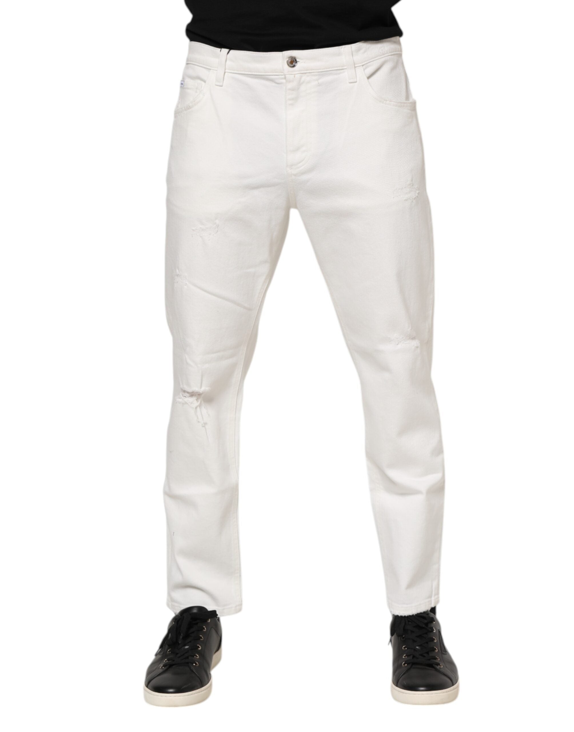 Dolce & Gabbana White Cotton Loose Men Denim Jeans LUNESCAPE