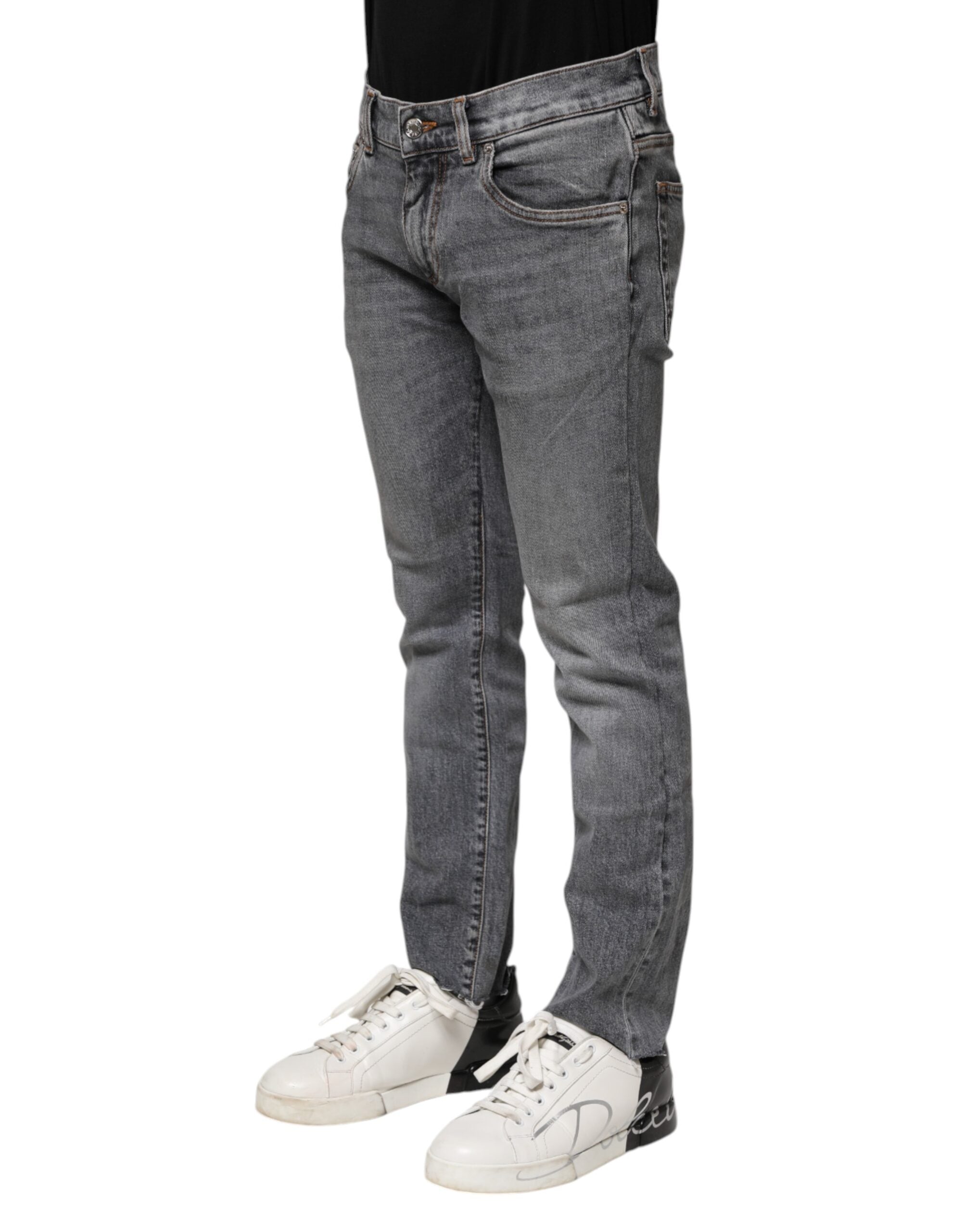 Dolce & Gabbana Gray Cotton Skinny Denim Trouser Jeans