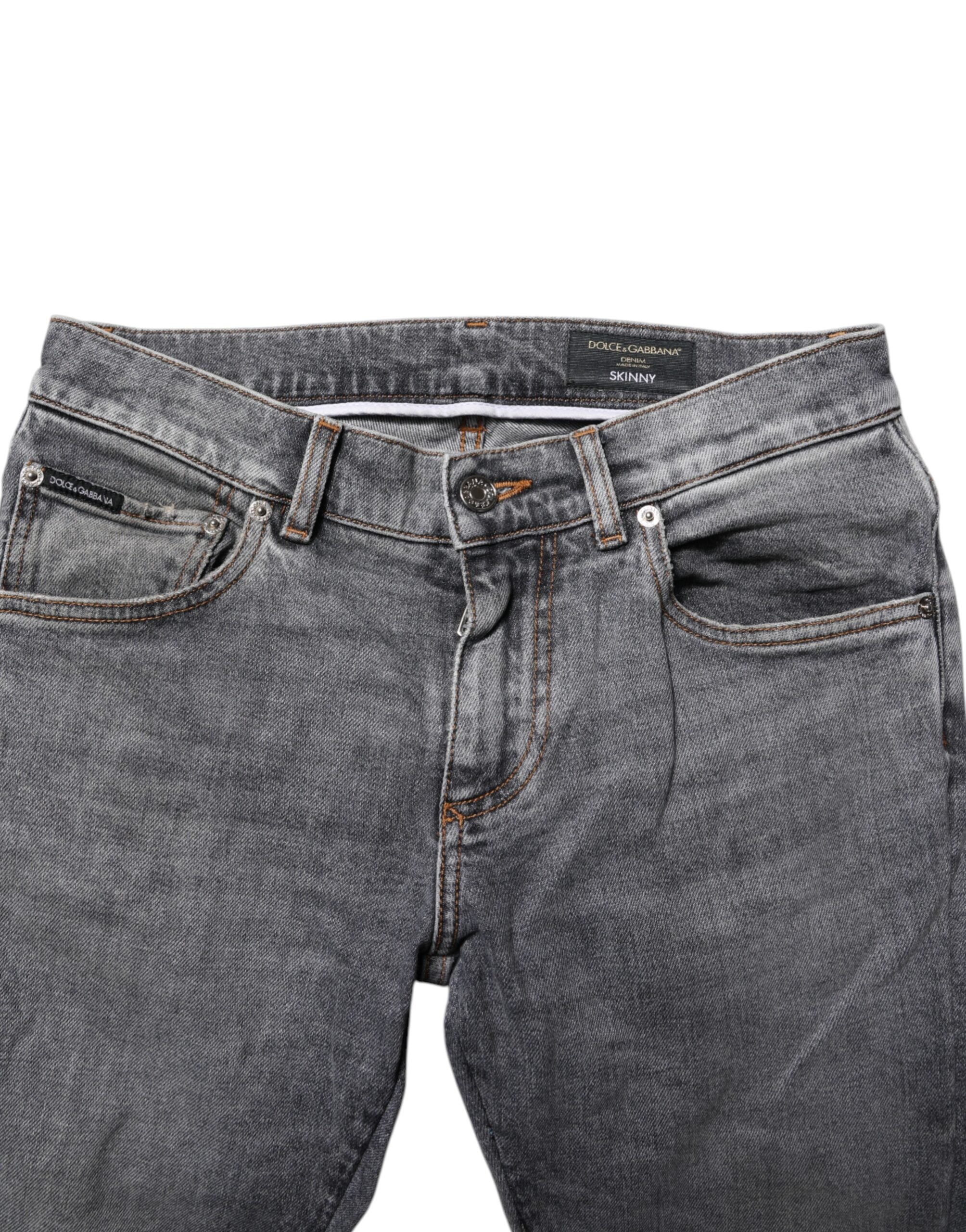 Dolce & Gabbana Gray Cotton Skinny Denim Trouser Jeans