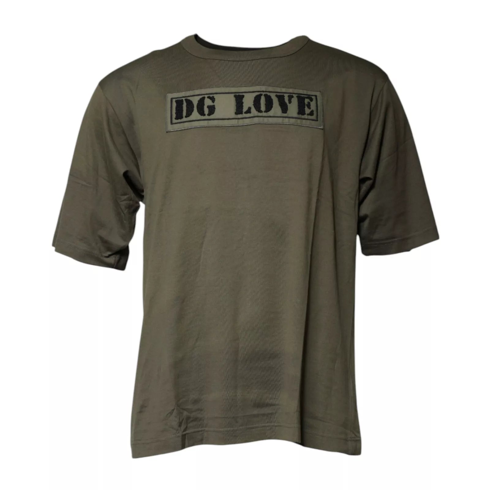 Dolce & Gabbana Army Green DG Love Cotton Crew Neck T-shirt LUNESCAPE