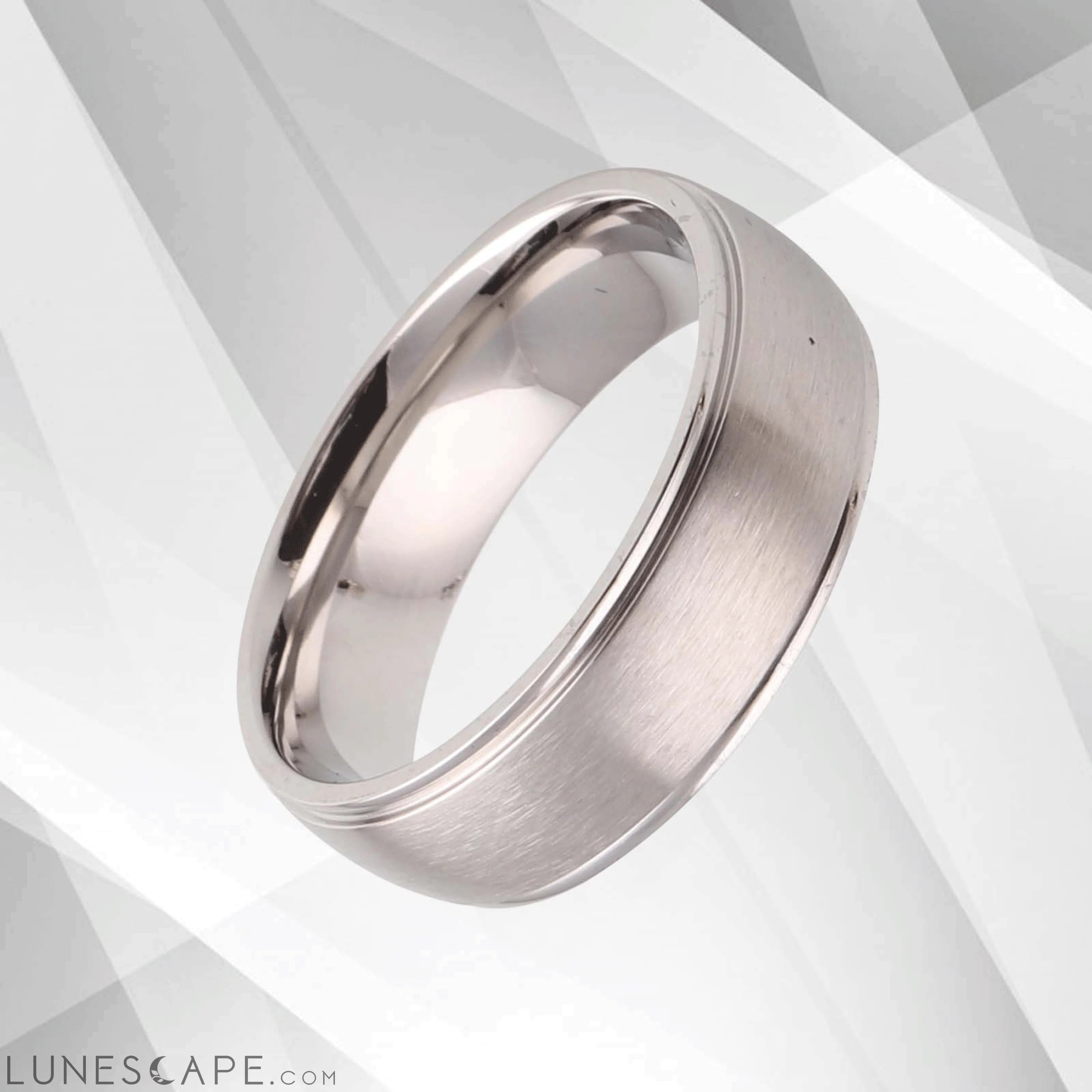 7mm Men’s Wedding Engagement Anniversary Titanium Band Ring 18Ct White LUNESCAPE