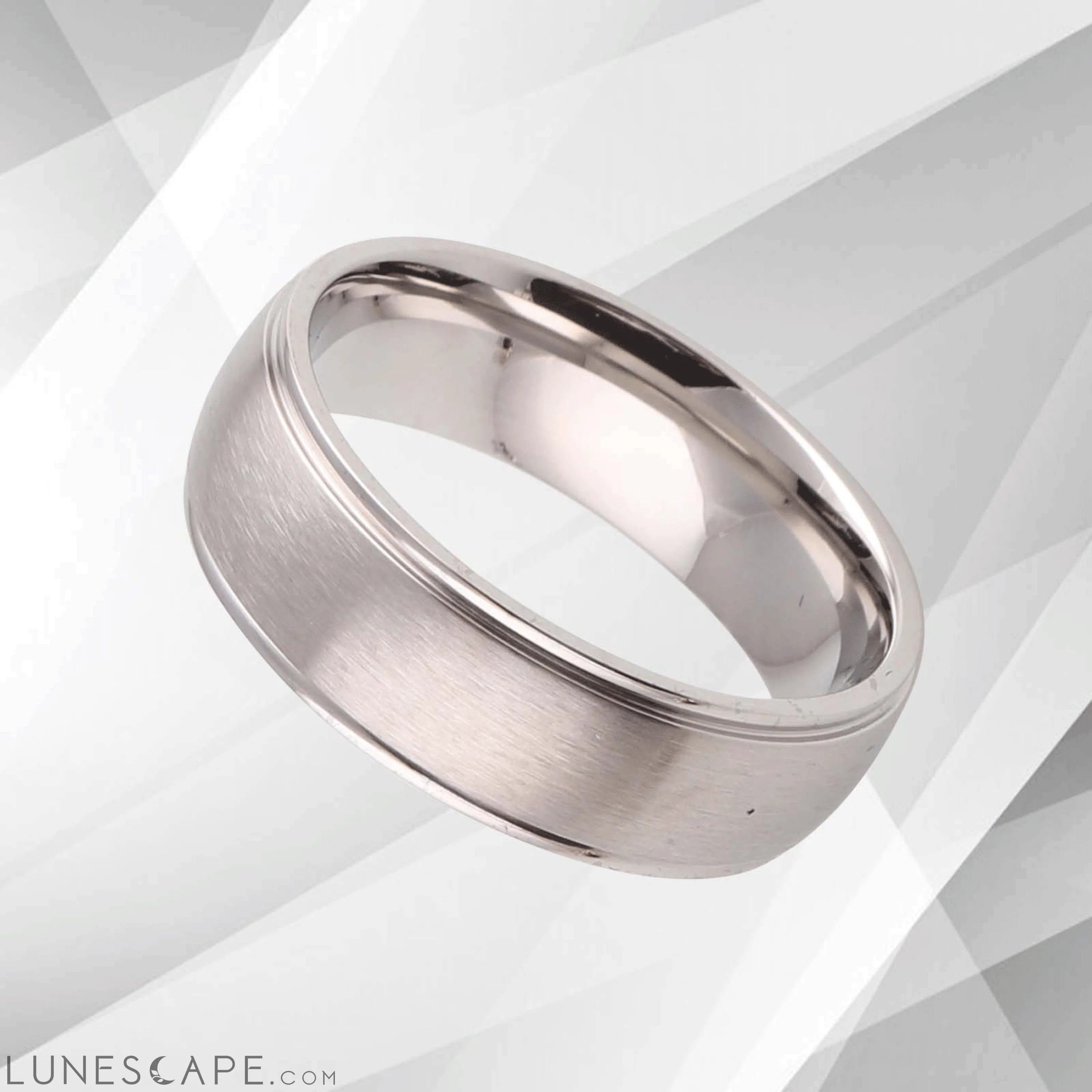 7mm Men’s Wedding Engagement Anniversary Titanium Band Ring 18Ct White LUNESCAPE