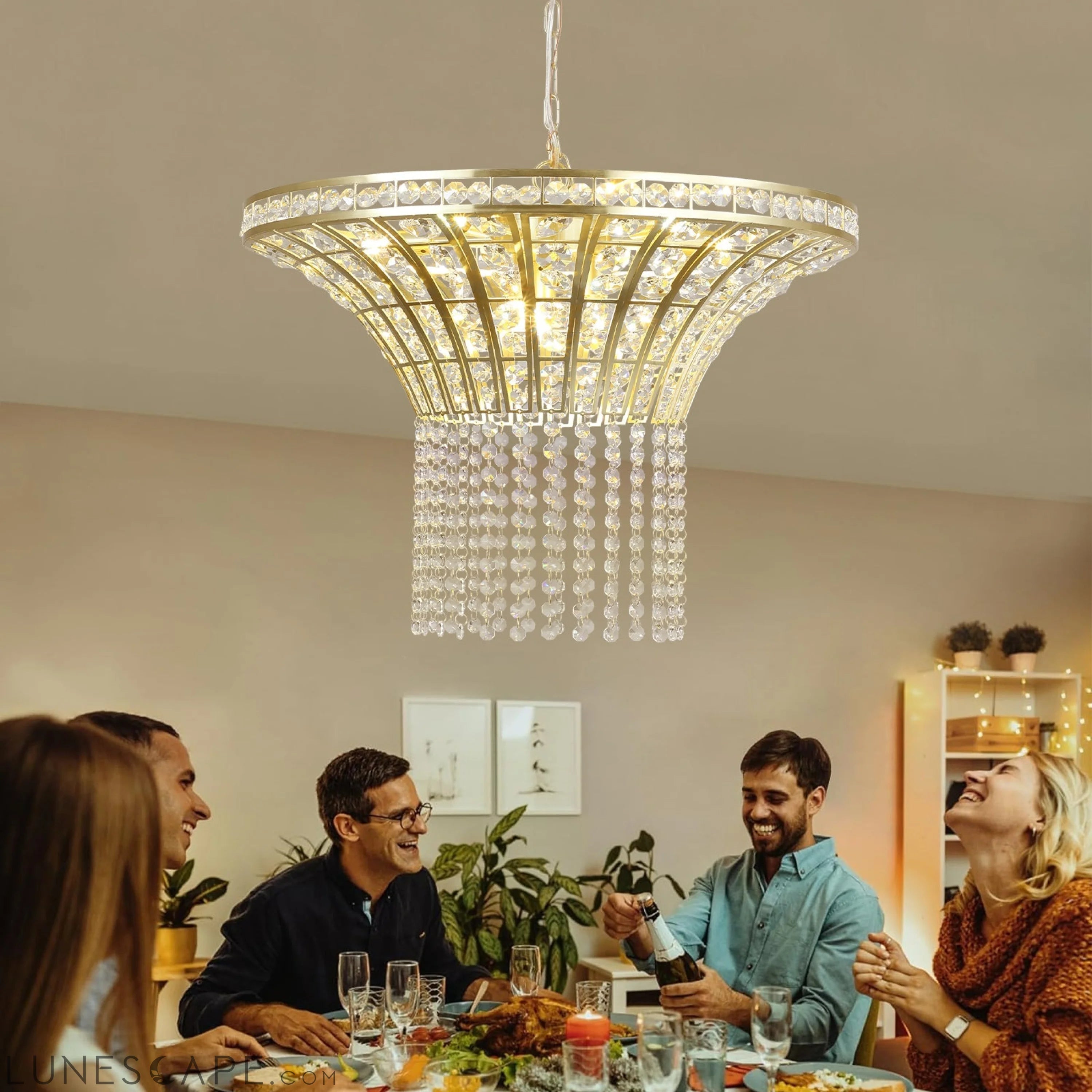 8-Light 23.6" Wide Crystal Waterfall Chandelier LUNESCAPE