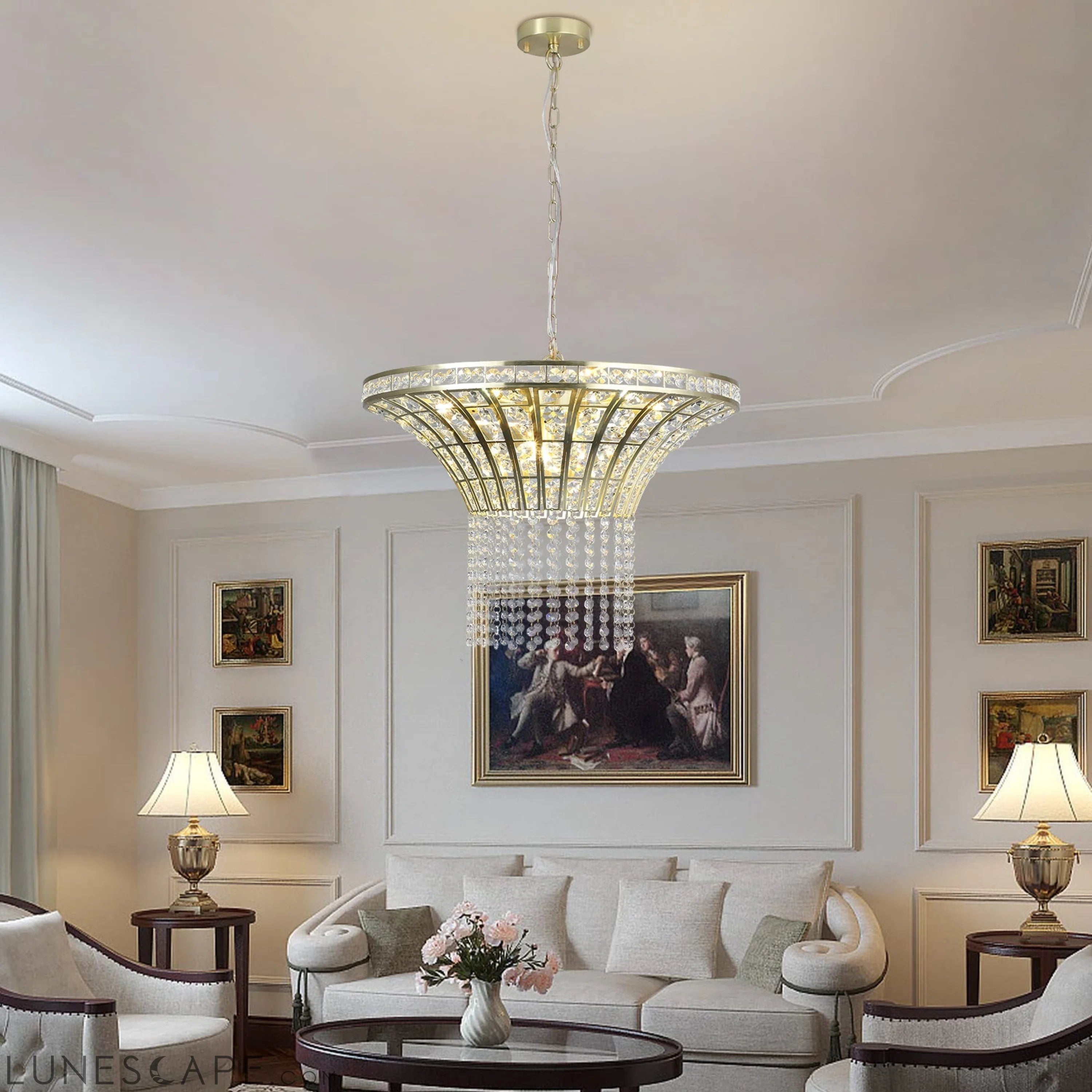 8-Light 23.6" Wide Crystal Waterfall Chandelier LUNESCAPE