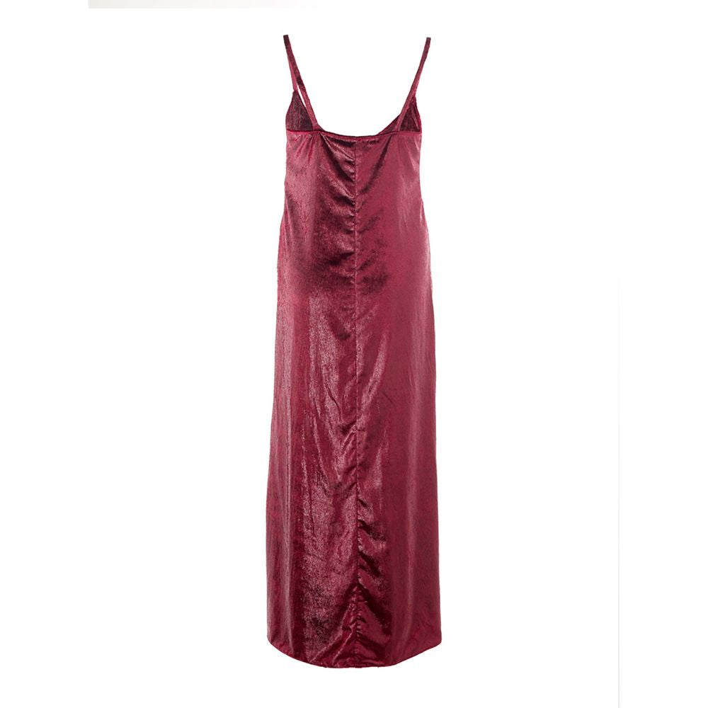 Lardini Bordeaux Velvet Spaghetti Strap Cocktail Midi Dress LUNESCAPE
