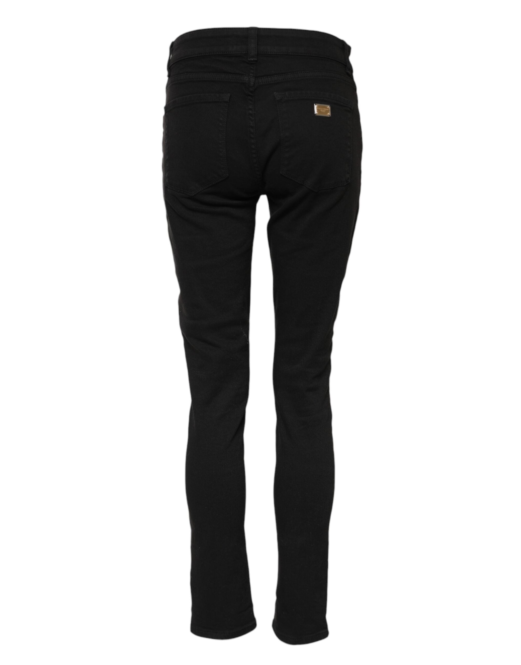 Dolce & Gabbana Black Cotton Skinny Mid Waist Denim Jeans