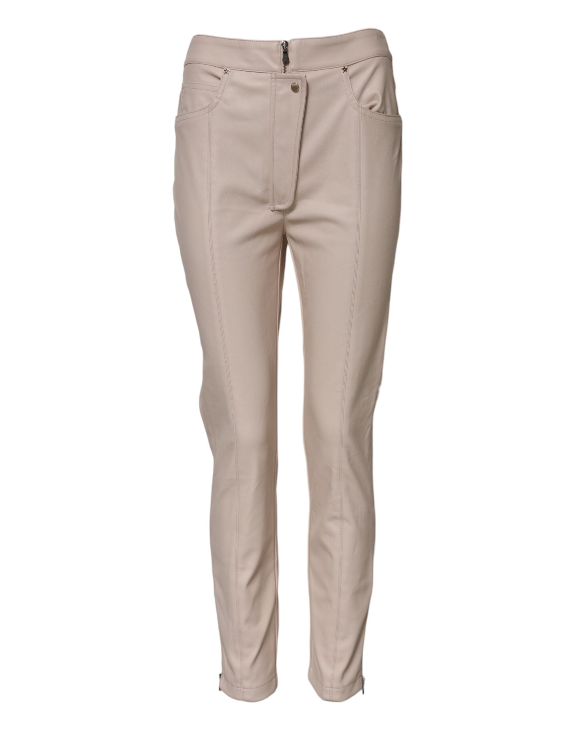 Elisabetta Franchi Beige High Waist Tapered Pants LUNESCAPE