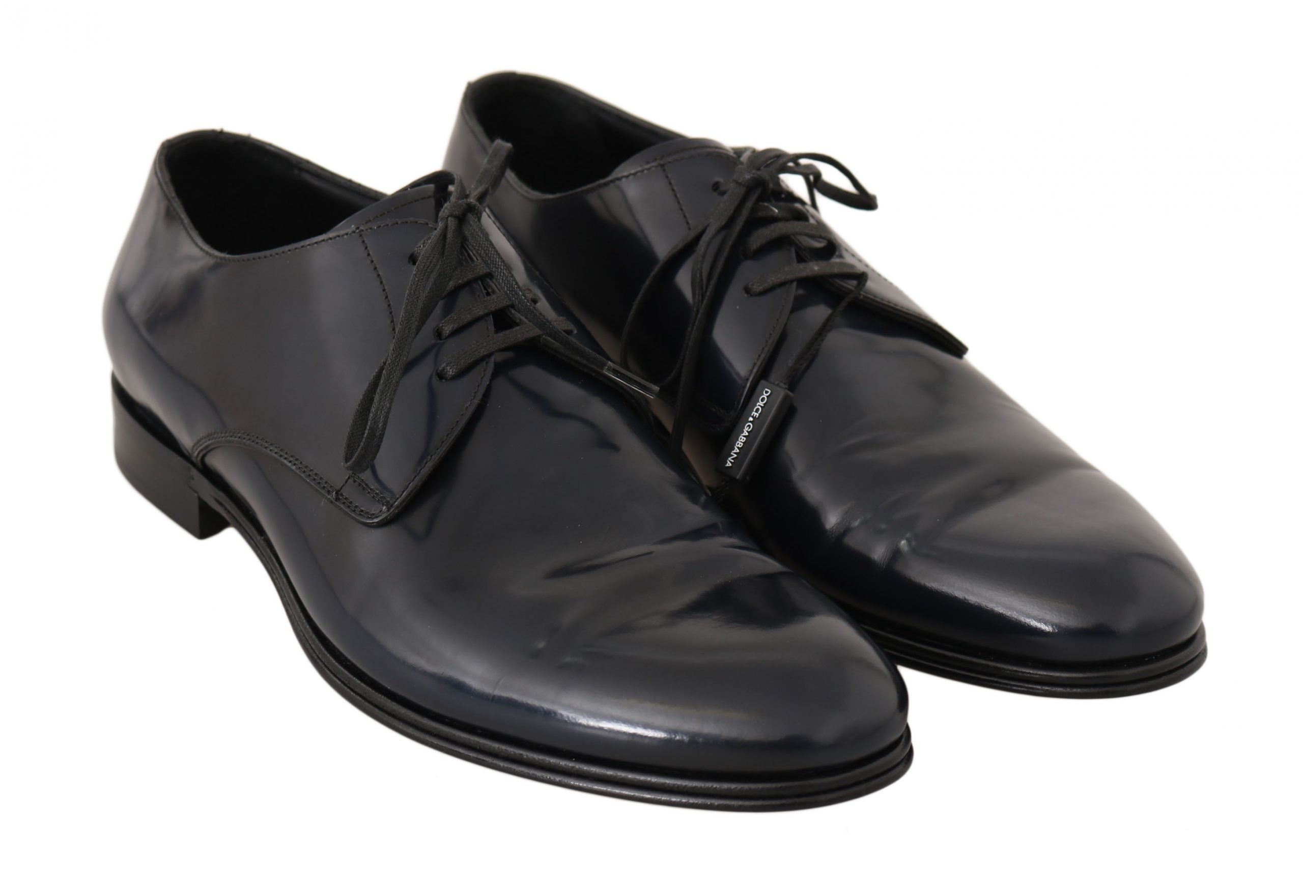 Dolce & Gabbana Blue Leather Dress Derby Formal Mens Shoes LUNESCAPE