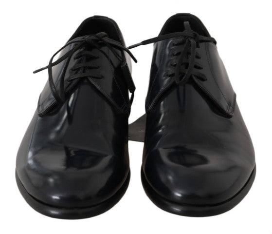 Dolce & Gabbana Blue Leather Polished Dress Derby Shoes LUNESCAPE