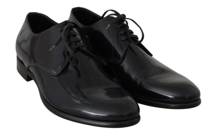Dolce & Gabbana Blue Leather Polished Dress Derby Shoes LUNESCAPE