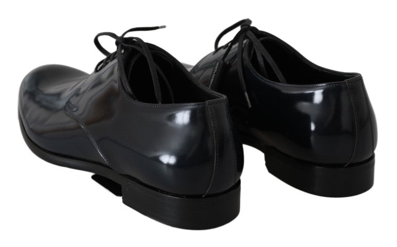 Dolce & Gabbana Blue Leather Polished Dress Derby Shoes LUNESCAPE