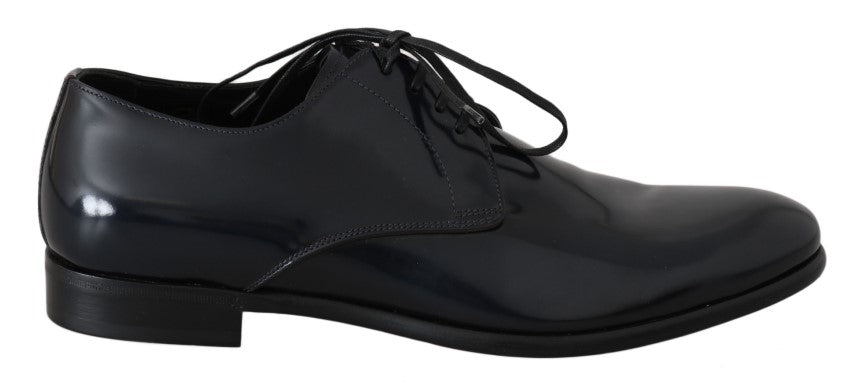 Dolce & Gabbana Blue Leather Polished Dress Derby Shoes LUNESCAPE